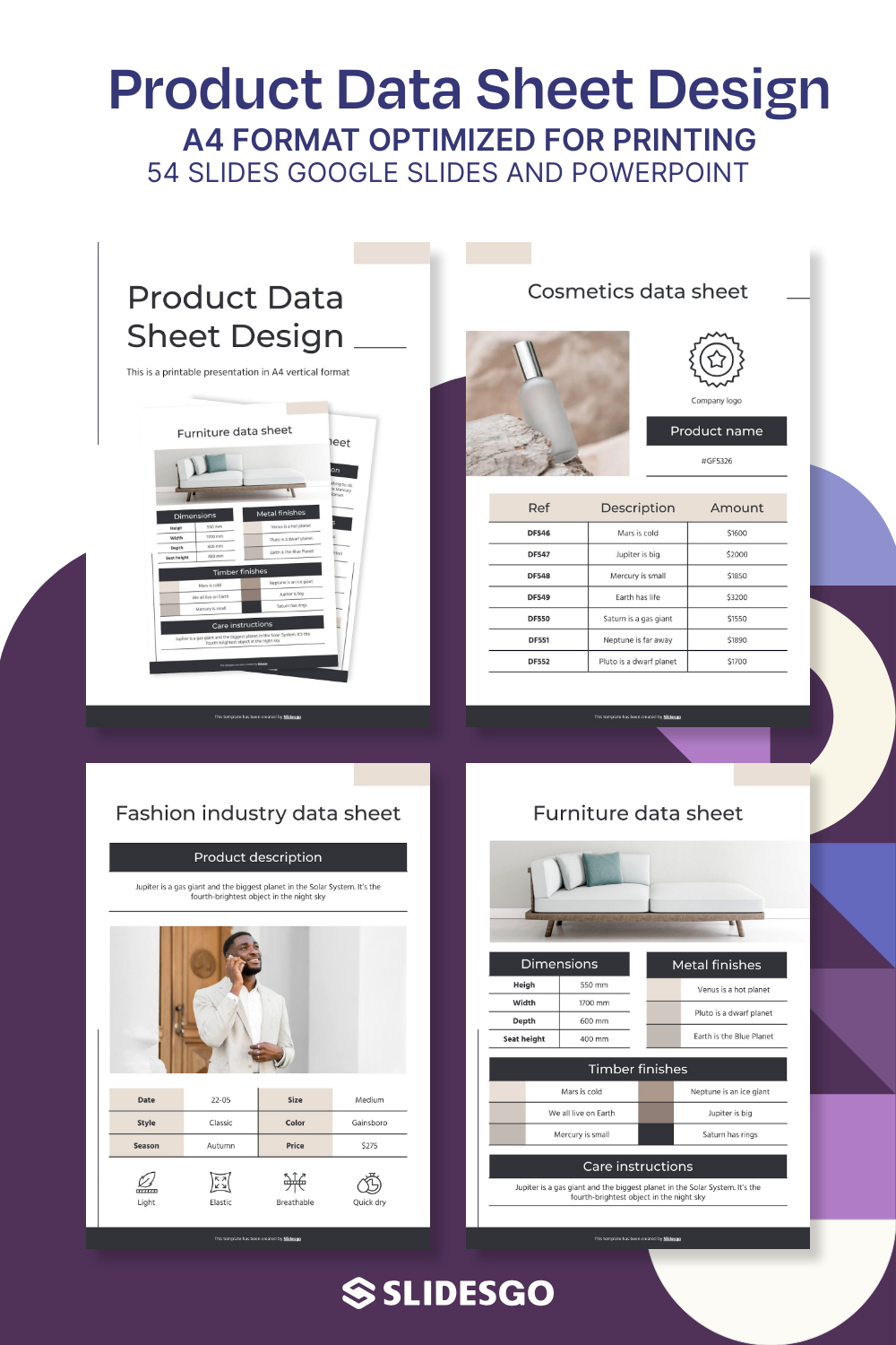 Product Data Sheet Design Presentation