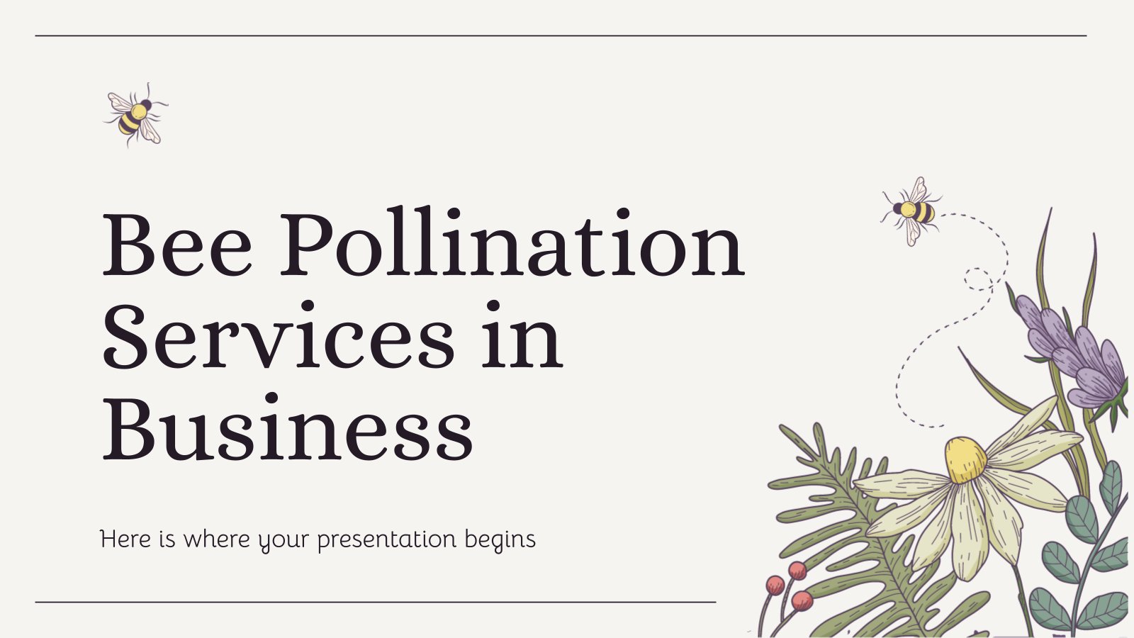 Bee Pollination Services in Business presentation template 