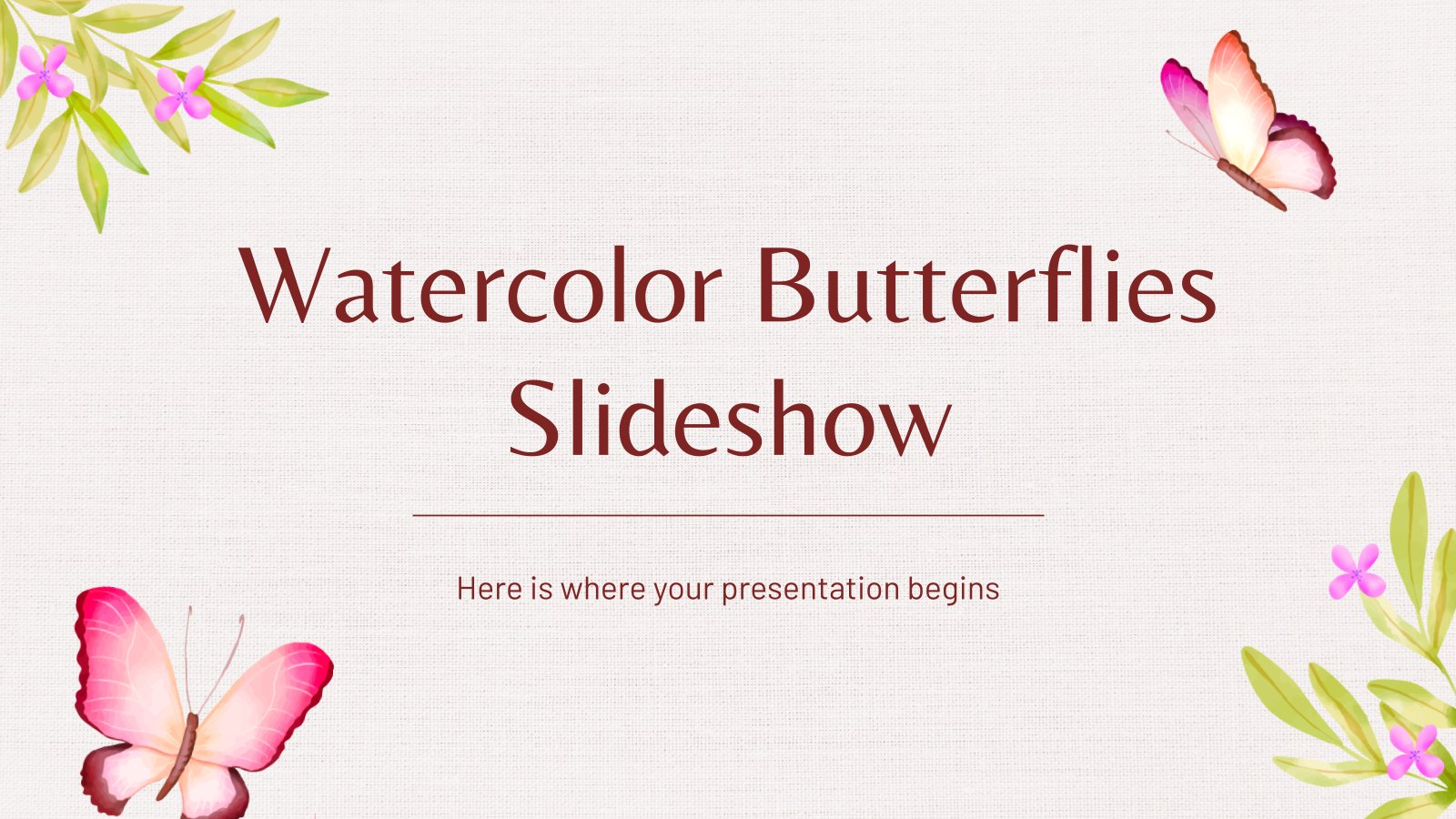 Watercolor Butterflies Slideshow presentation template 