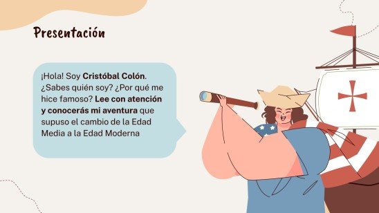 Plantilla de presentación Cristóbal Colón y el descubrimiento de América para niños