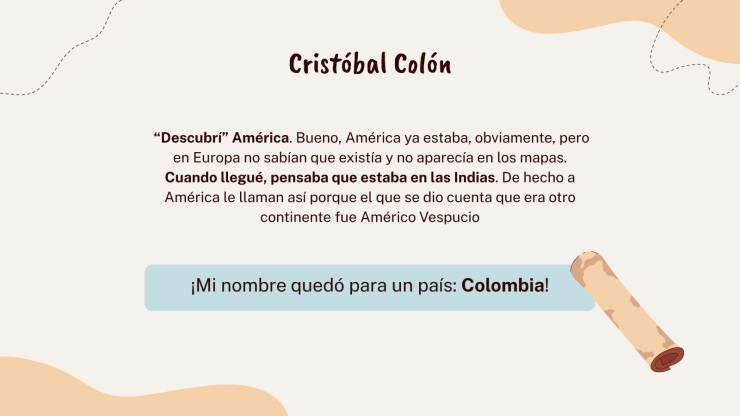Plantilla de presentación Cristóbal Colón y el descubrimiento de América para niños