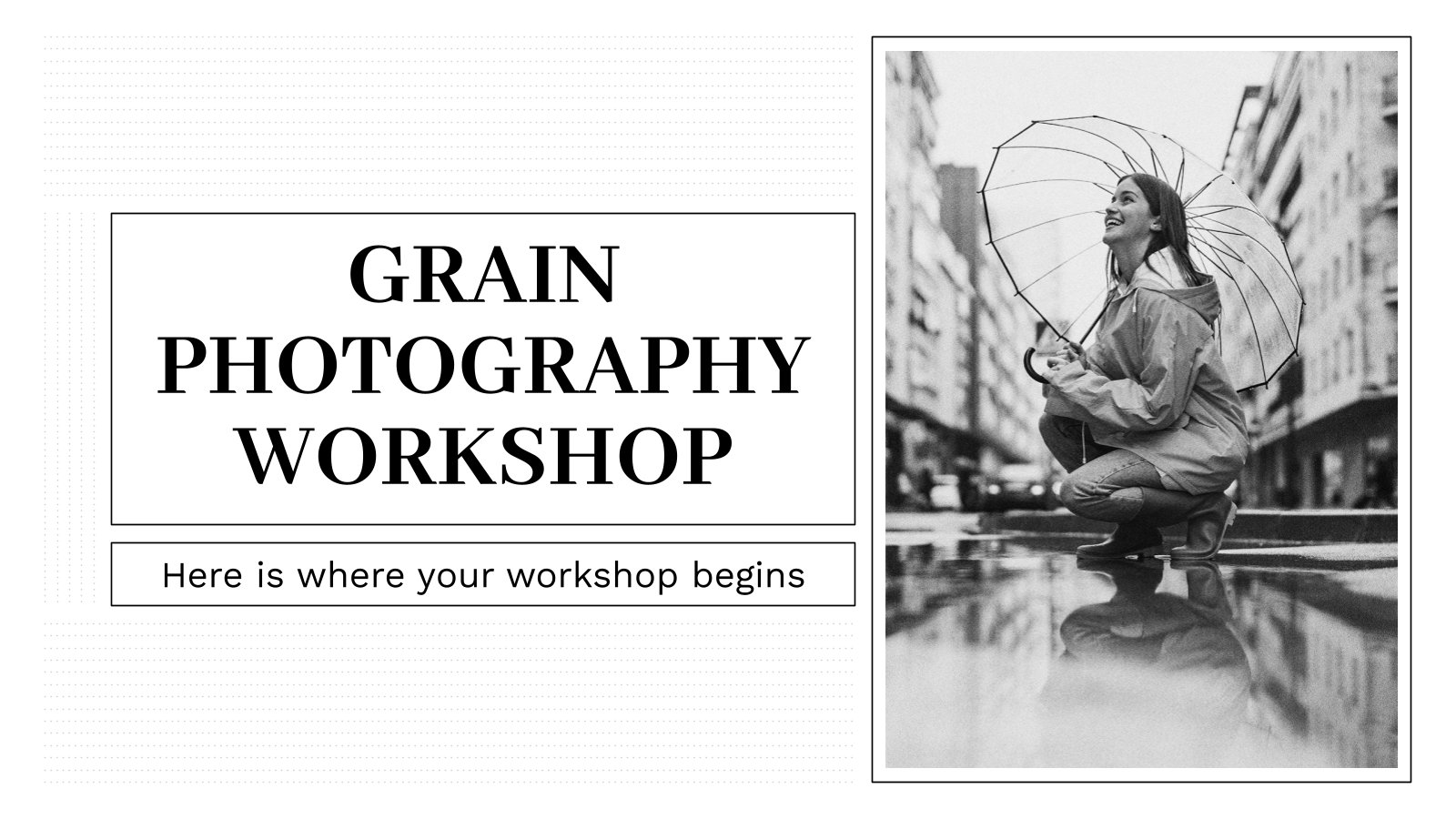 Plantilla de presentación Taller de fotografía granulada