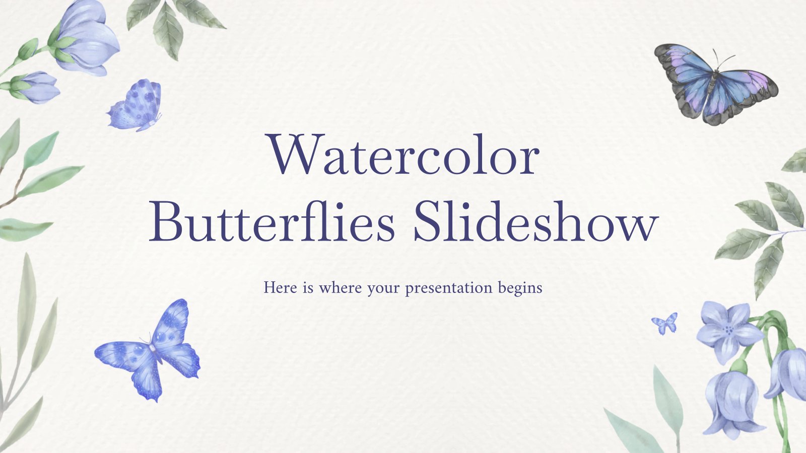 Watercolor Butterflies Slideshow presentation template 