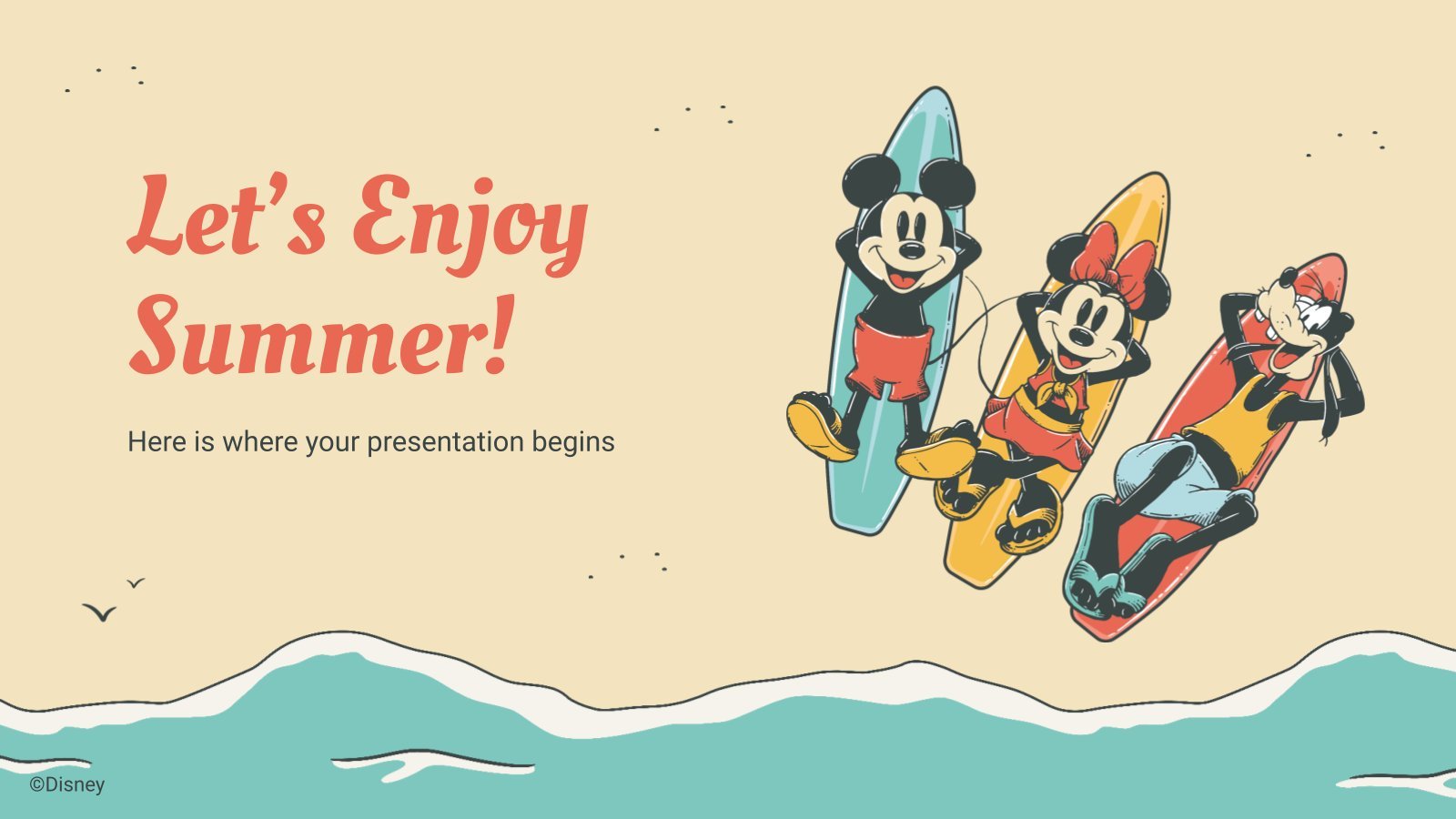 Plantilla de presentación Mickey y sus amigos disfrutan del verano