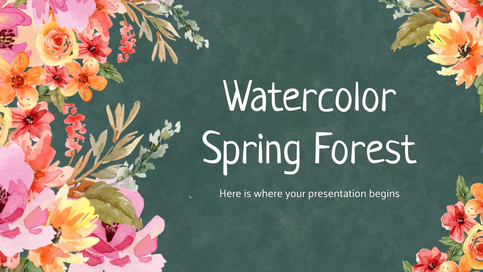 Watercolor Spring Forest presentation template 