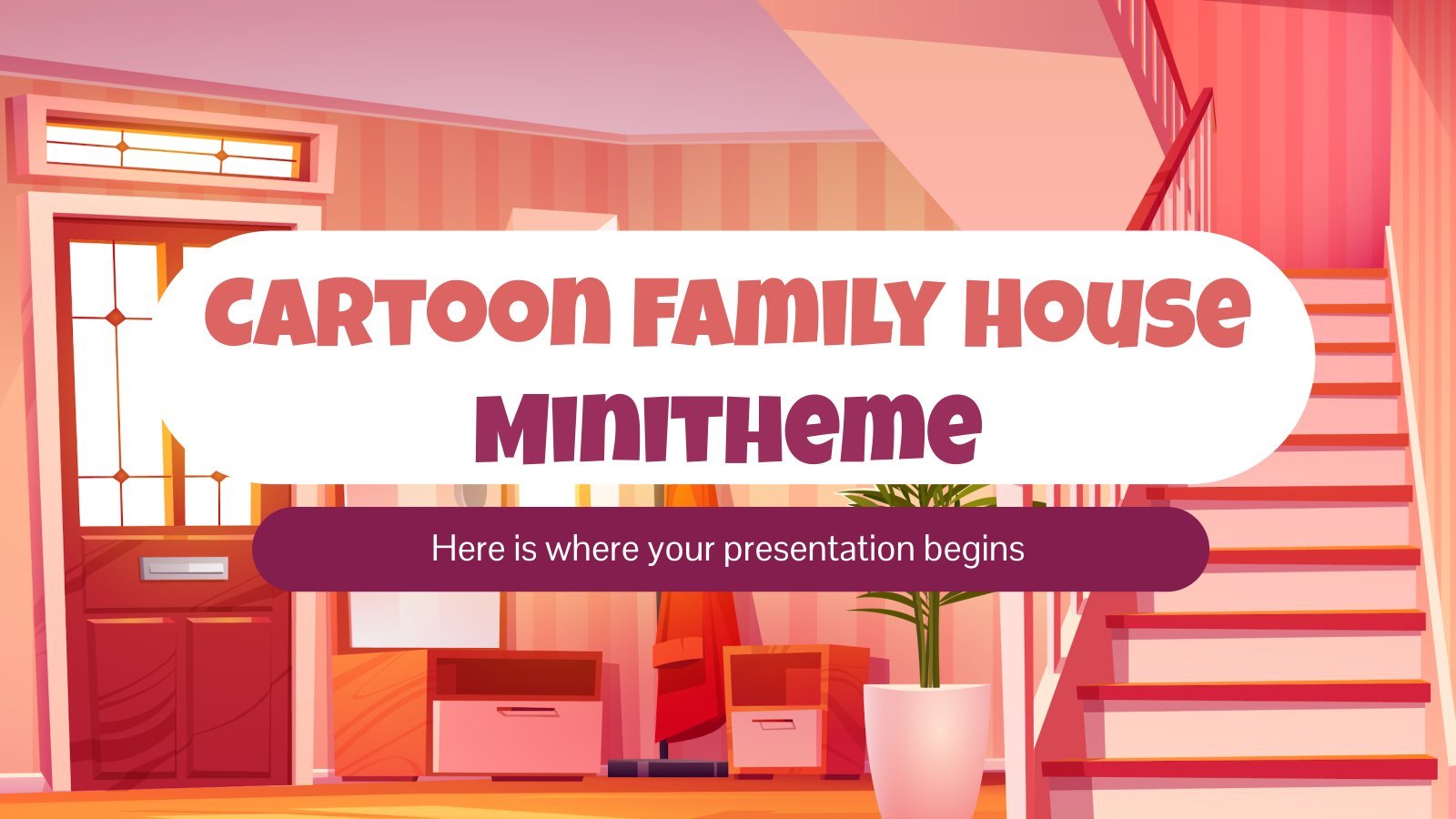 Cartoon Family House Minitheme presentation template 