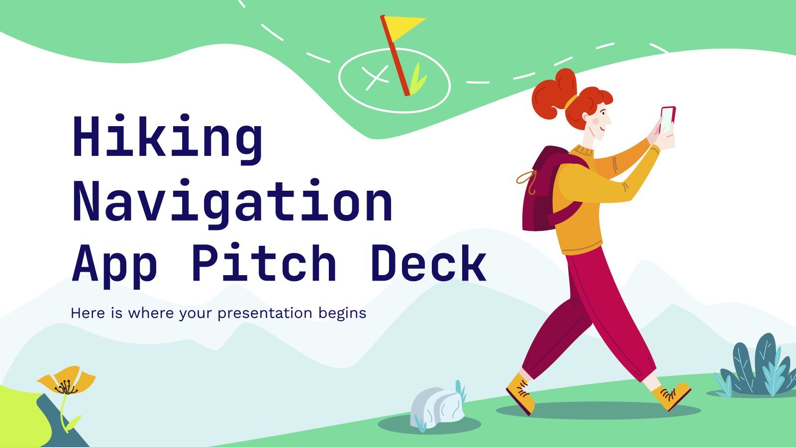 Hiking Navigation App Pitch Deck presentation template 