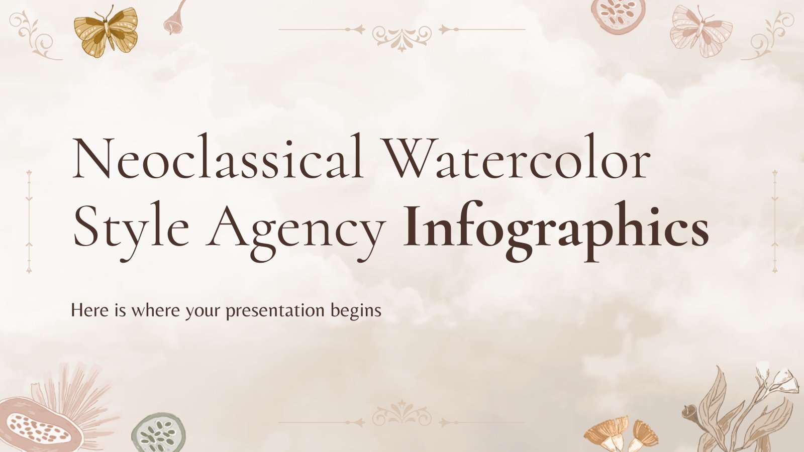 Neoclassical Watercolor Style Agency Infographics presentation template 