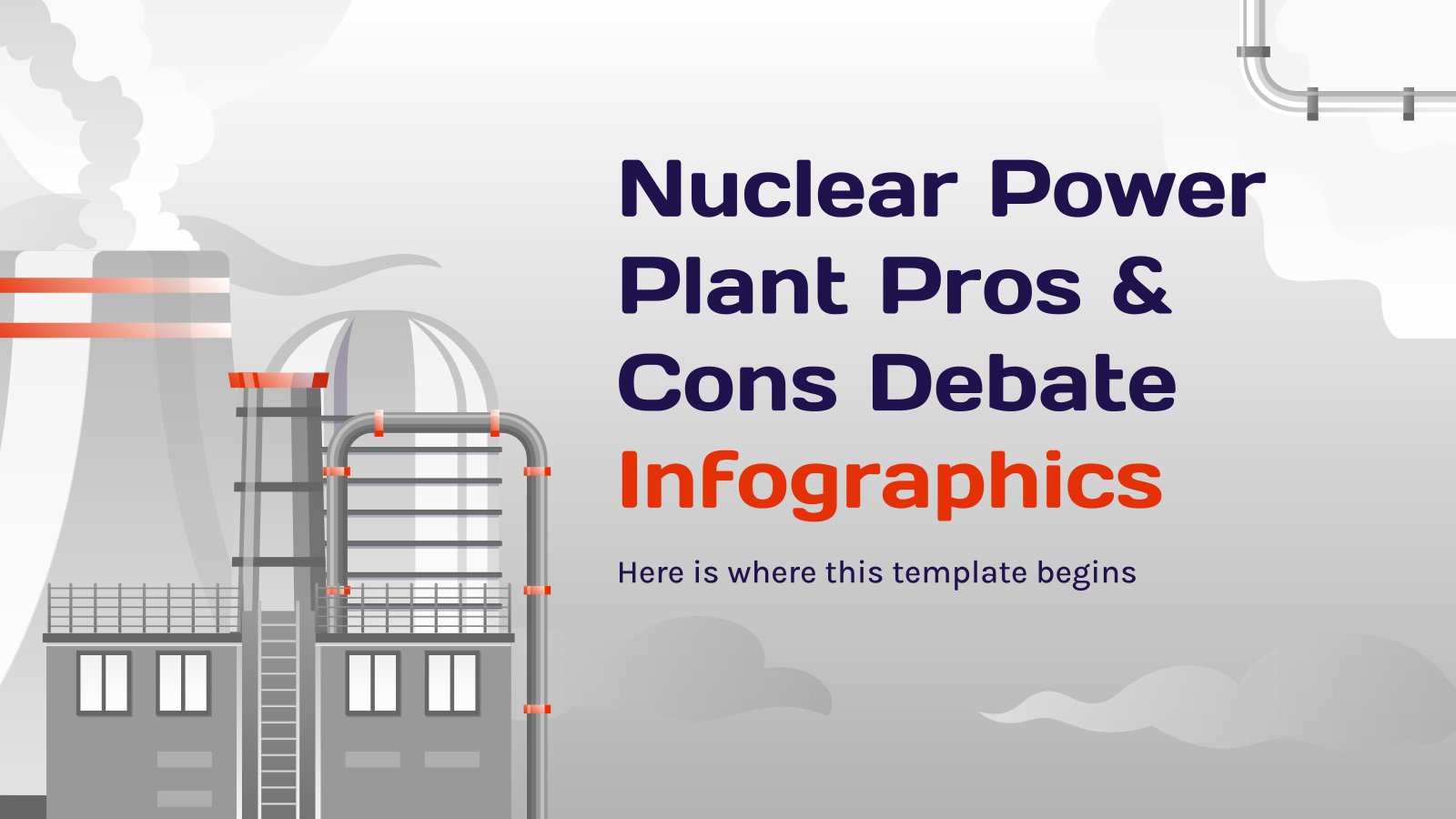 Modelo de apresentação Infográficos Debate: prós y contras das usinas nucleares