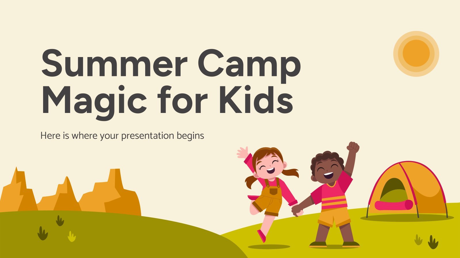 Summer Camp Magic for Kids presentation template 