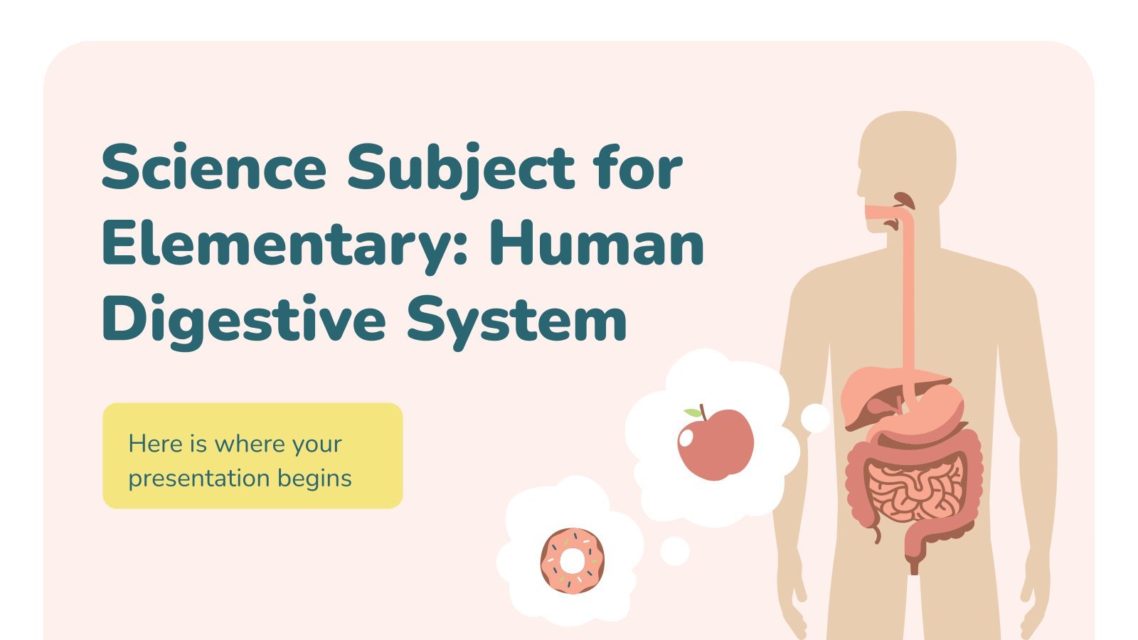 Plantilla de presentación Materia de Ciencias para Primaria: Sistema Digestivo Humano