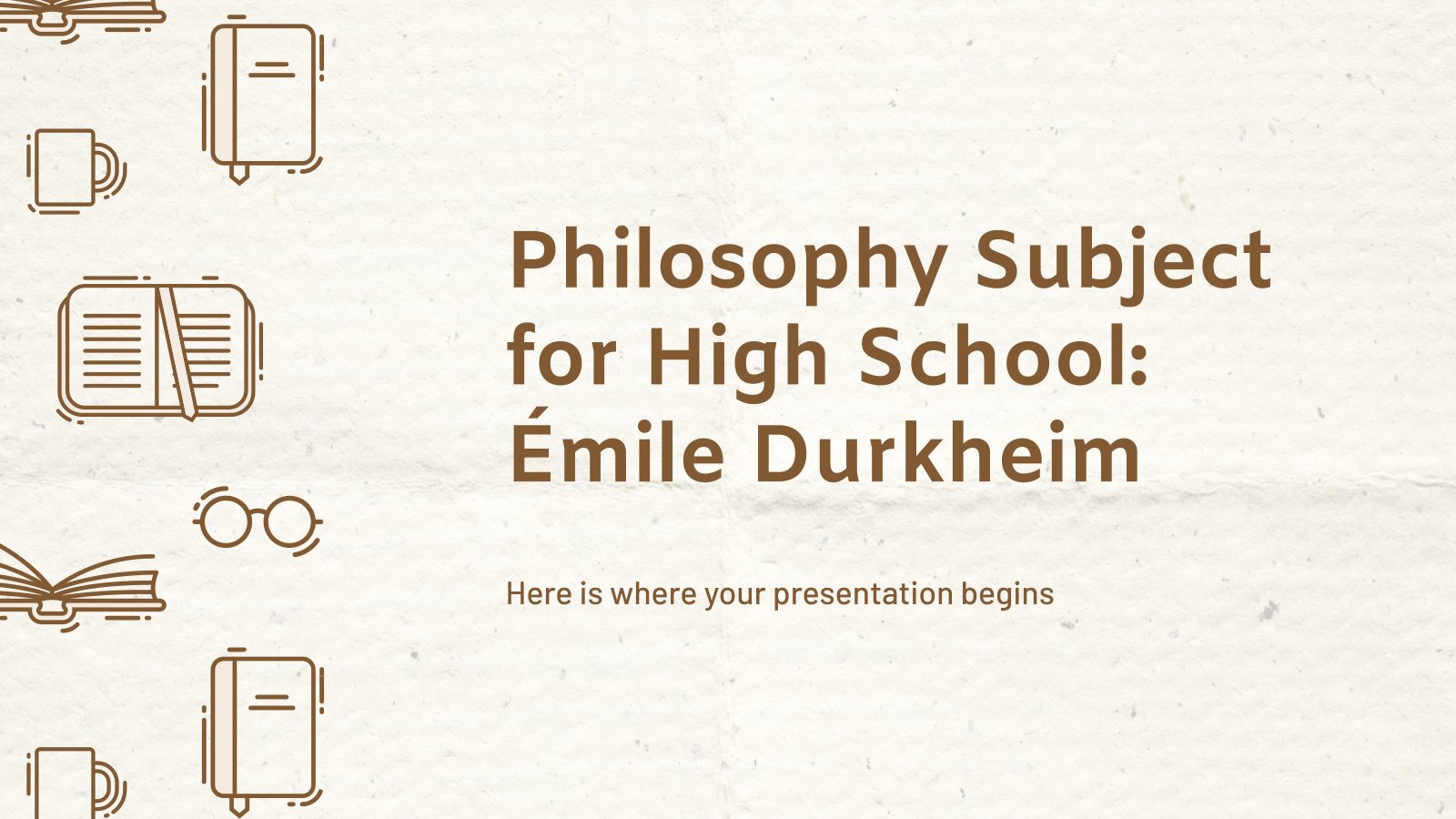 Plantilla de presentación Asignatura de Filosofía para la Escuela Secundaria: Émile Durkheim