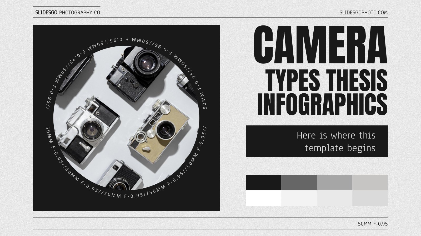 Modelo de apresentação Infográficos de tese de tipos de câmeras