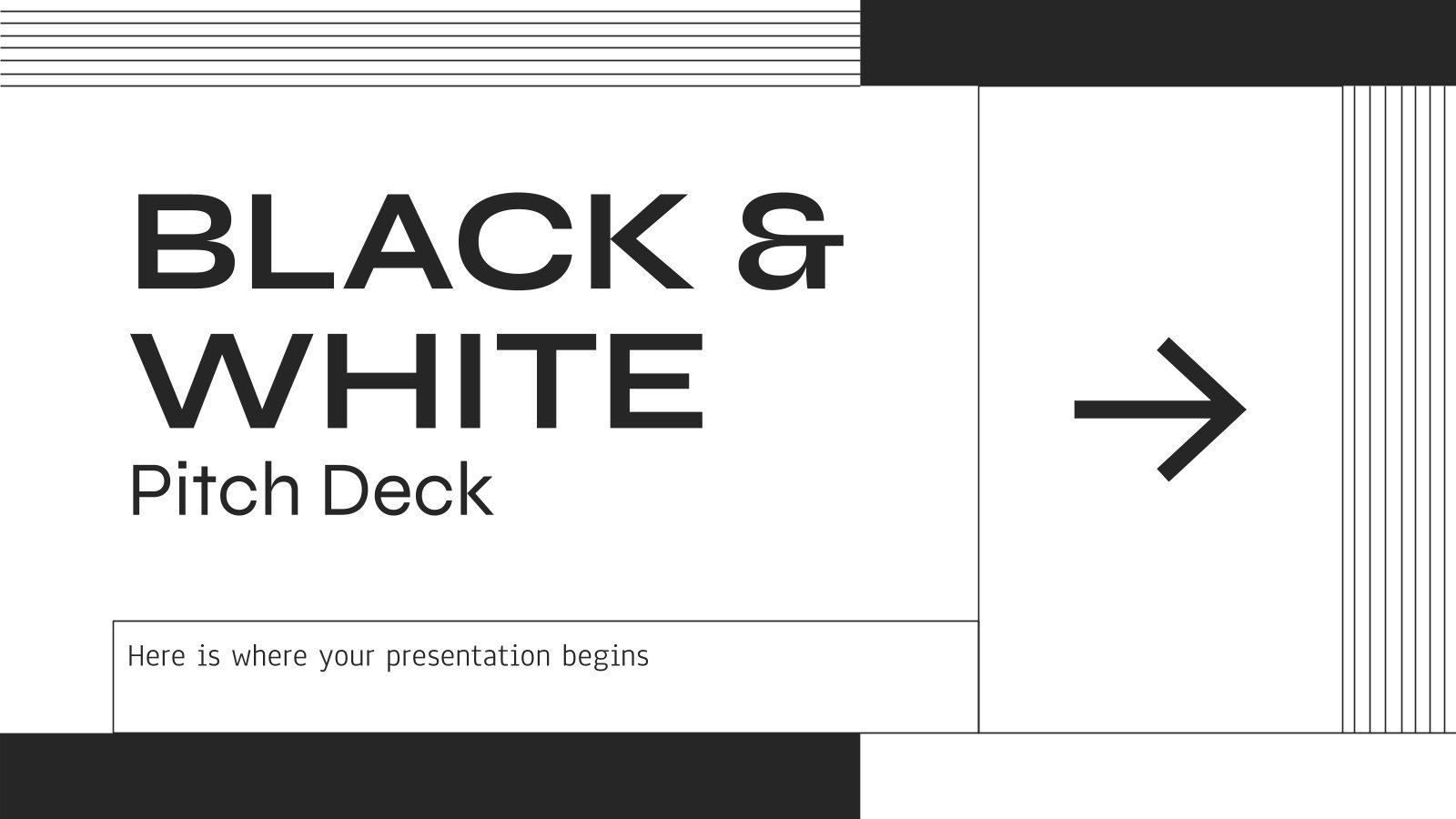 Pitch Deck noir et blanc Modèles de présentation