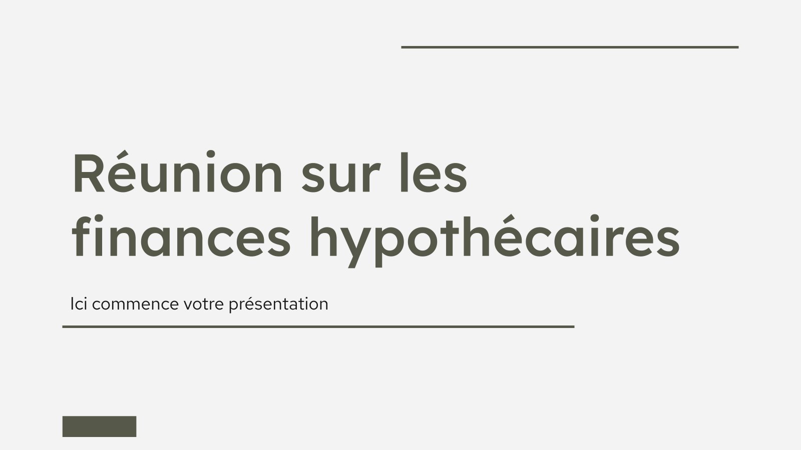 Réunion financière hypothécaire Modèles de présentation