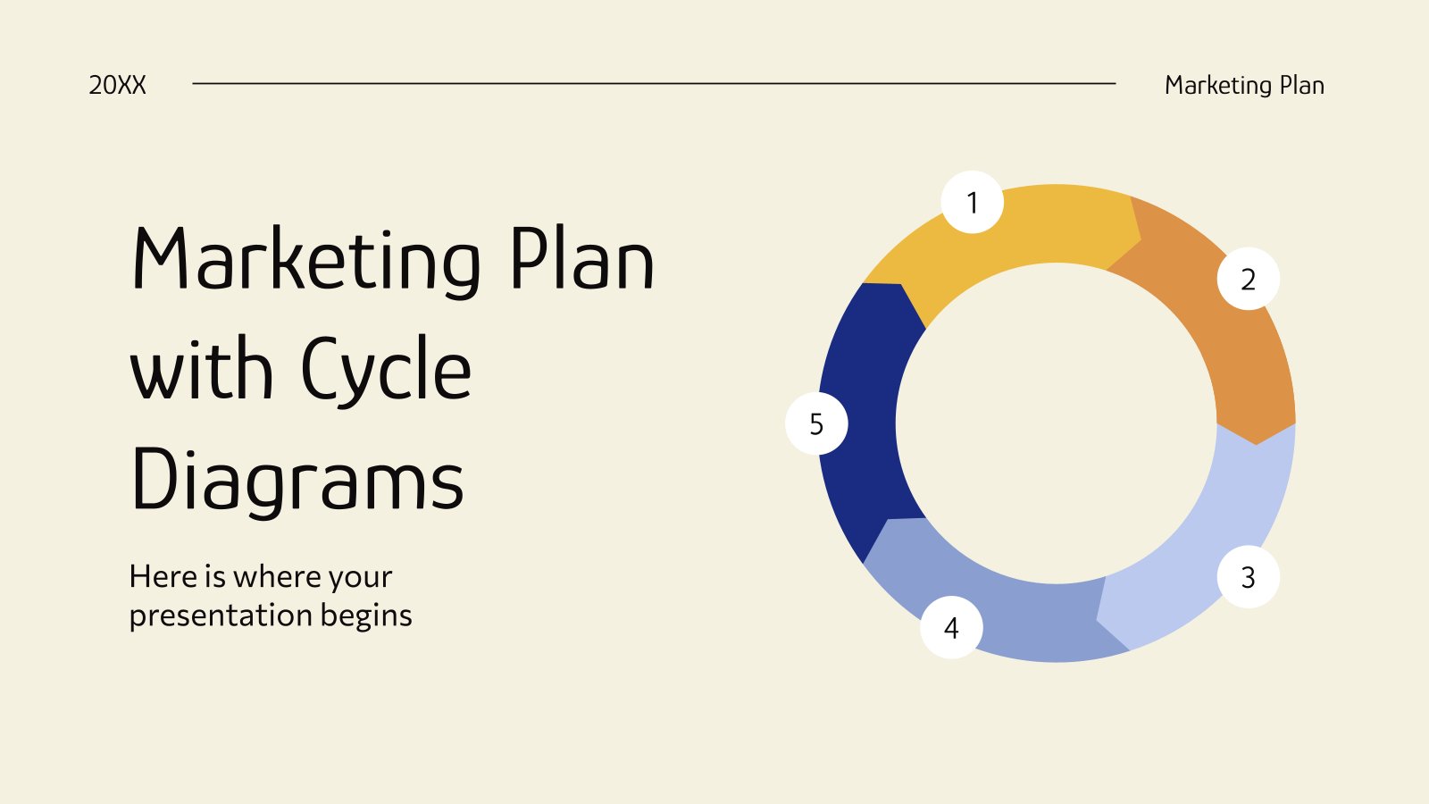 Plan marketing avec diagrammes de cycle Modèles de présentation