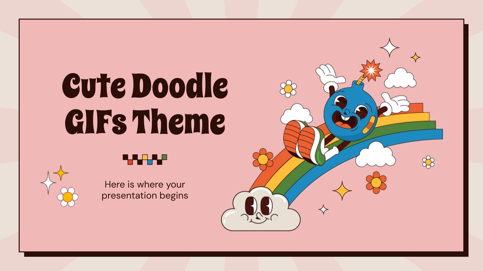 Cute Doodle GIFs Theme presentation template 