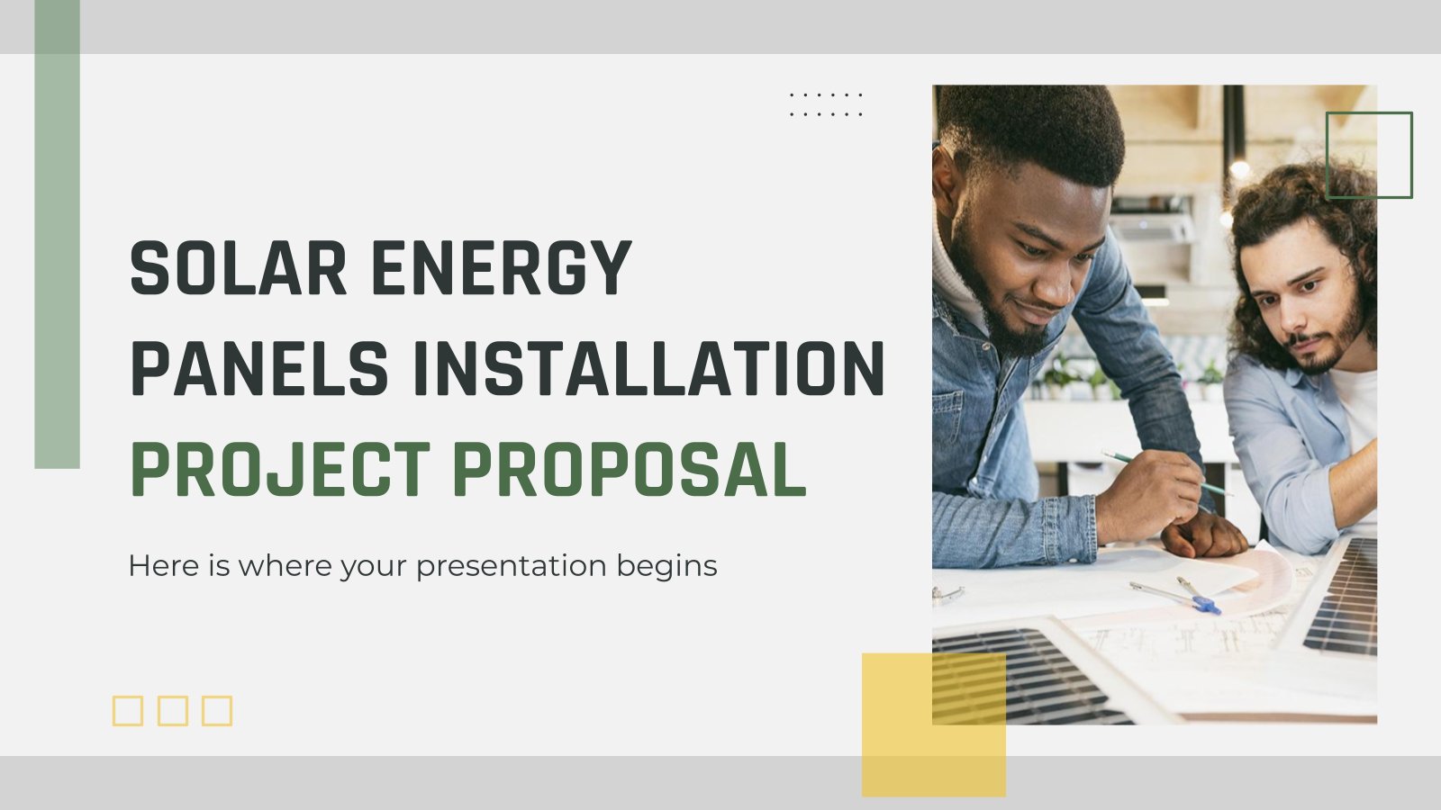 Proposition de projet d'installation de panneaux d'énergie solaire Modèles de présentation