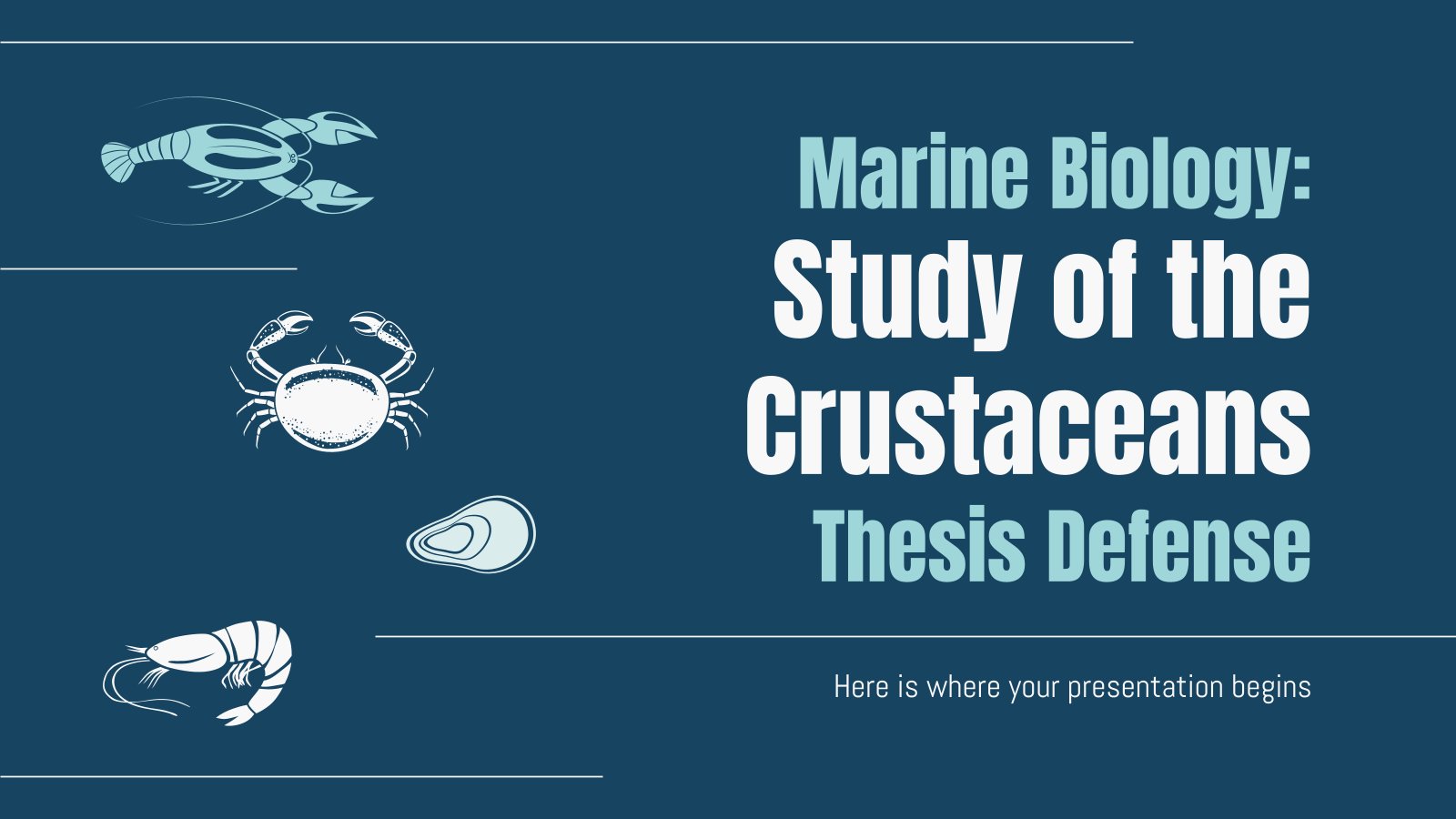 Marine Biology: Study of the Crustaceans Thesis Defense presentation template 