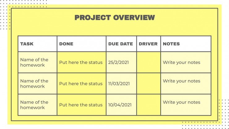 Project Status Report presentation template 