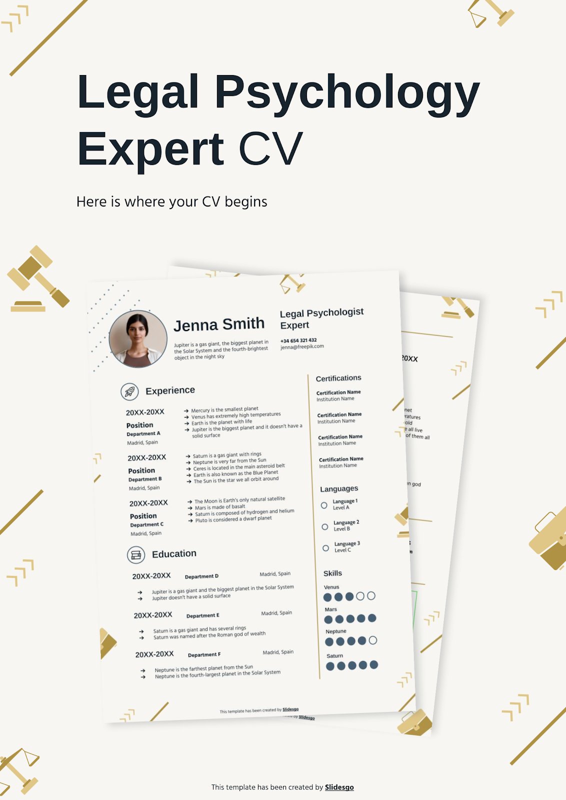 Legal Psychology Expert CV presentation template 