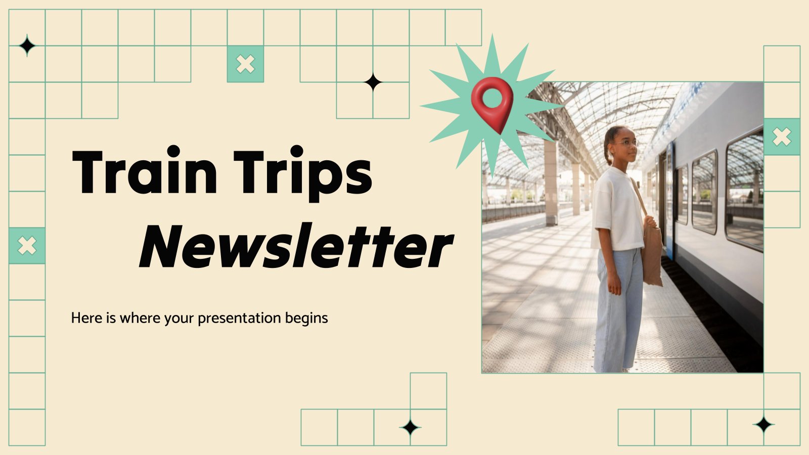 Train Trips Newsletter presentation template 