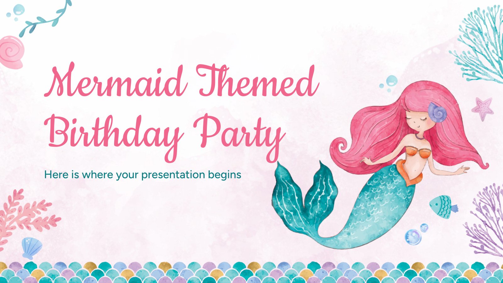 Mermaid Themed Birthday Party presentation template 