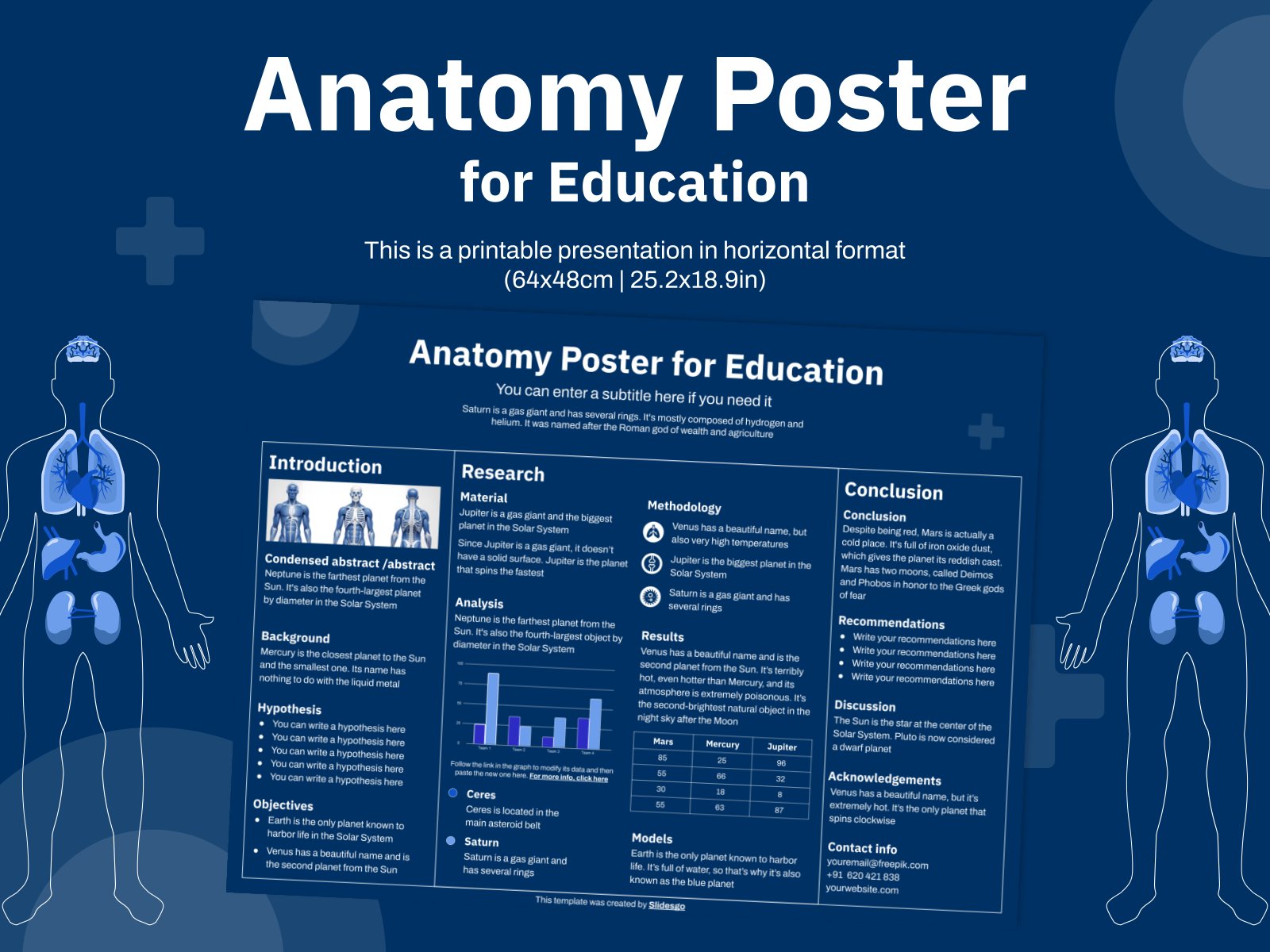 Plantilla de presentación Póster de anatomía para la educación.