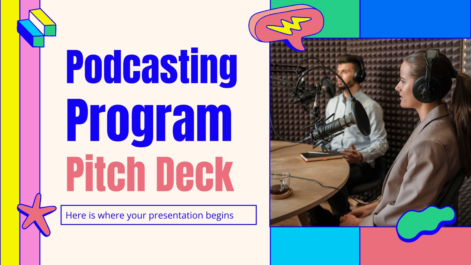 Pitch Deck des Podcasting-Programms Präsentationsvorlage