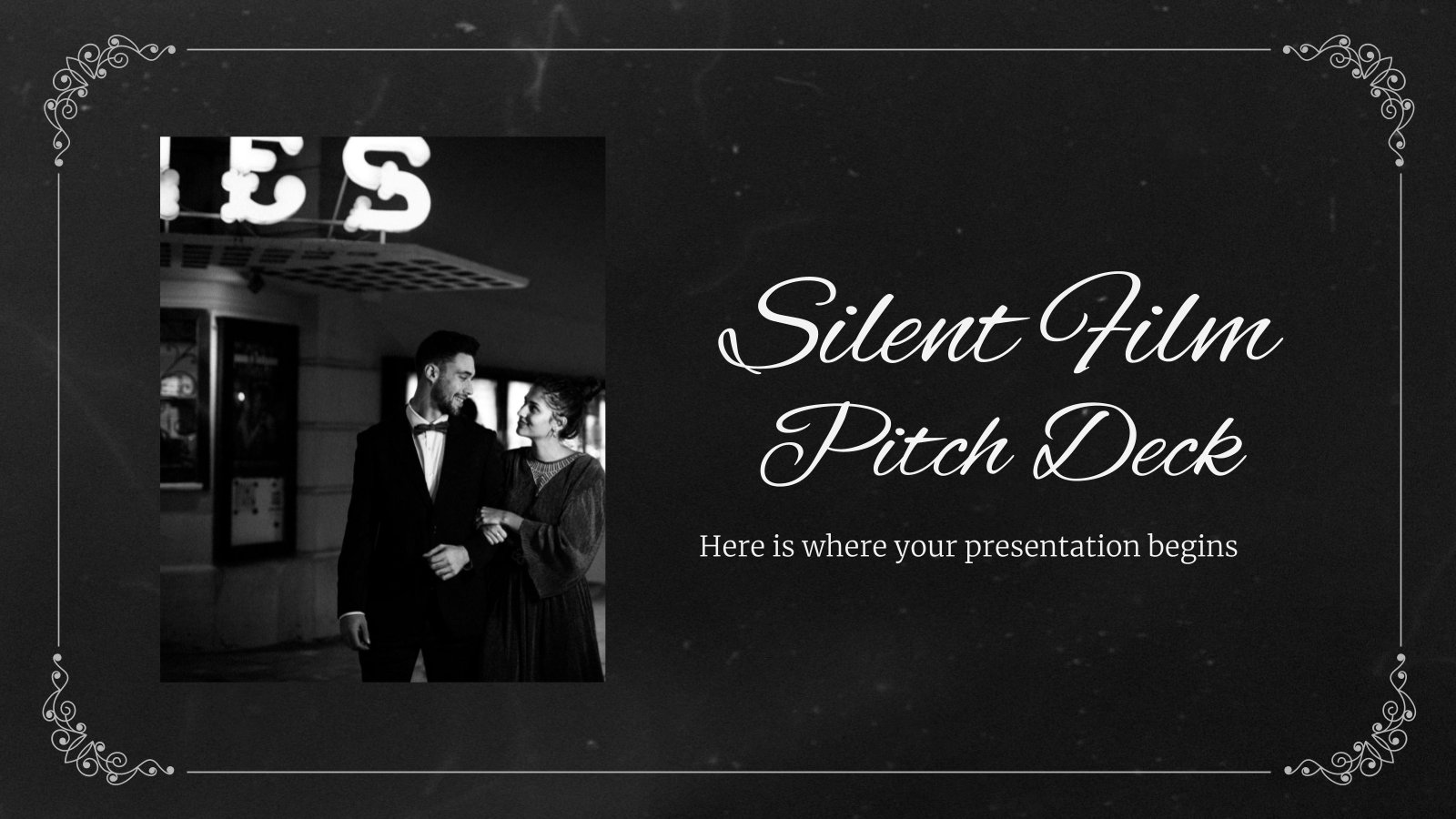 Silent Film Pitch Deck presentation template 