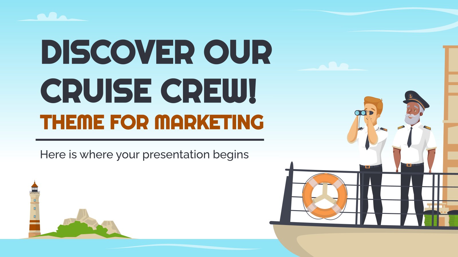 Discover Our Cruise Crew! Theme for Marketing presentation template 