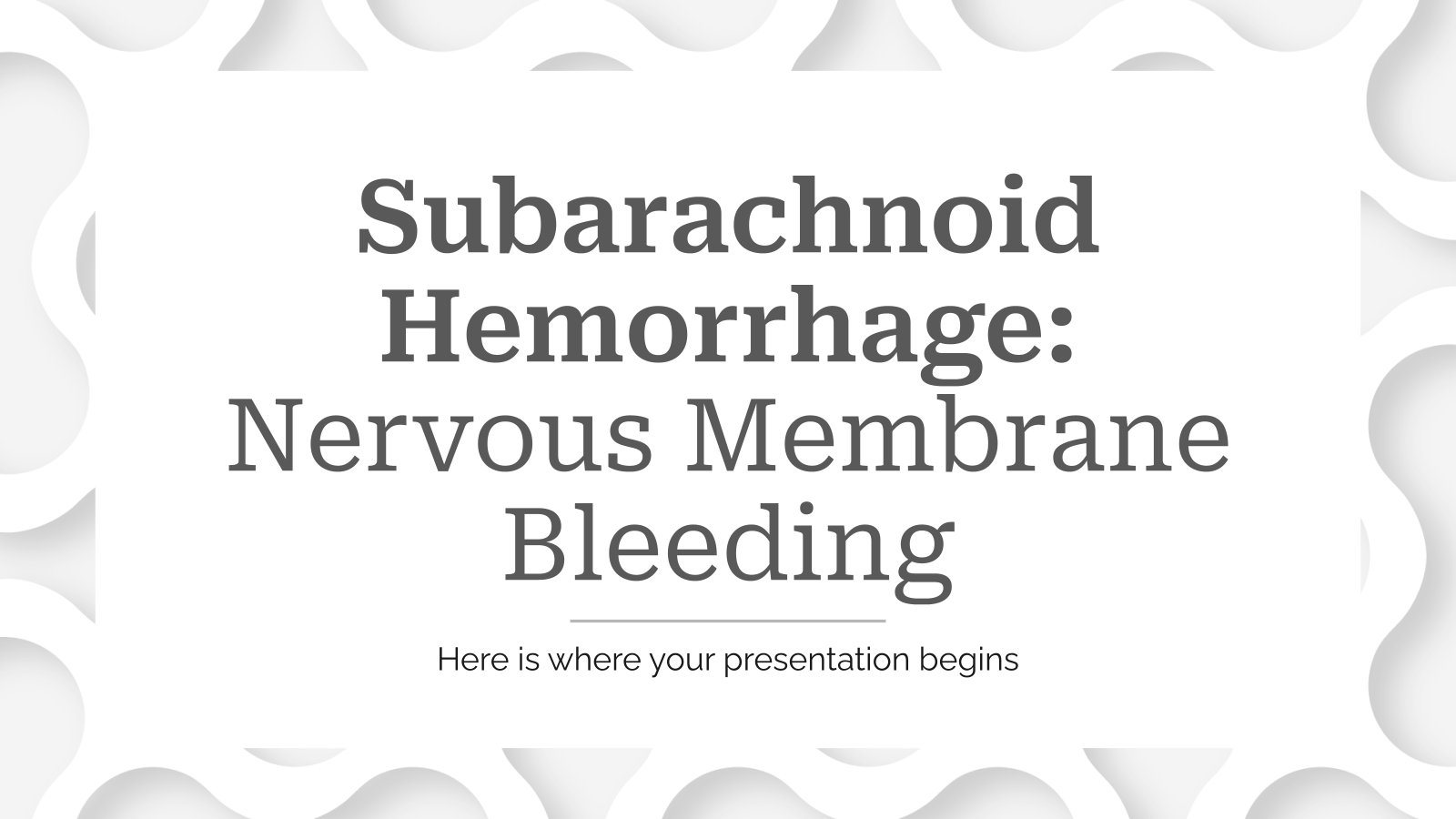 Subarachnoid Hemorrhage: Nervous Membrane Bleeding presentation template 