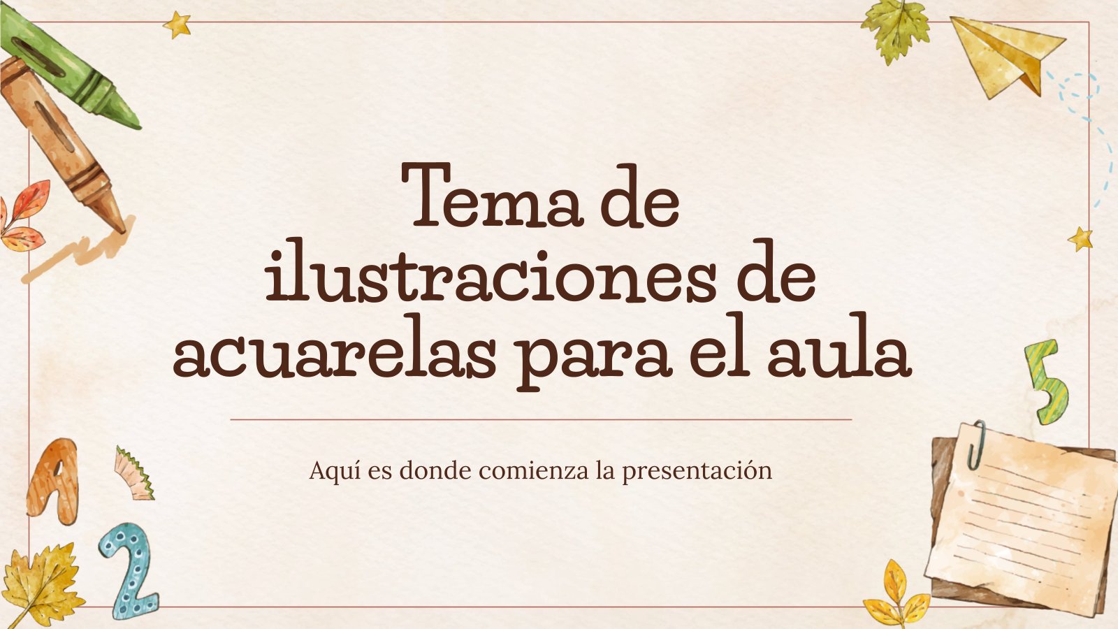 Plantilla de presentación Tema de ilustraciones en acuarela para el aula