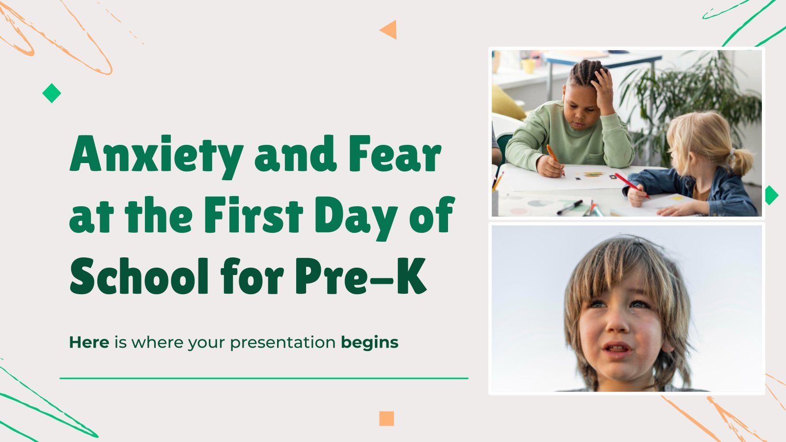 Anxiety and Fear at the First Day of School for Pre-K presentation template 