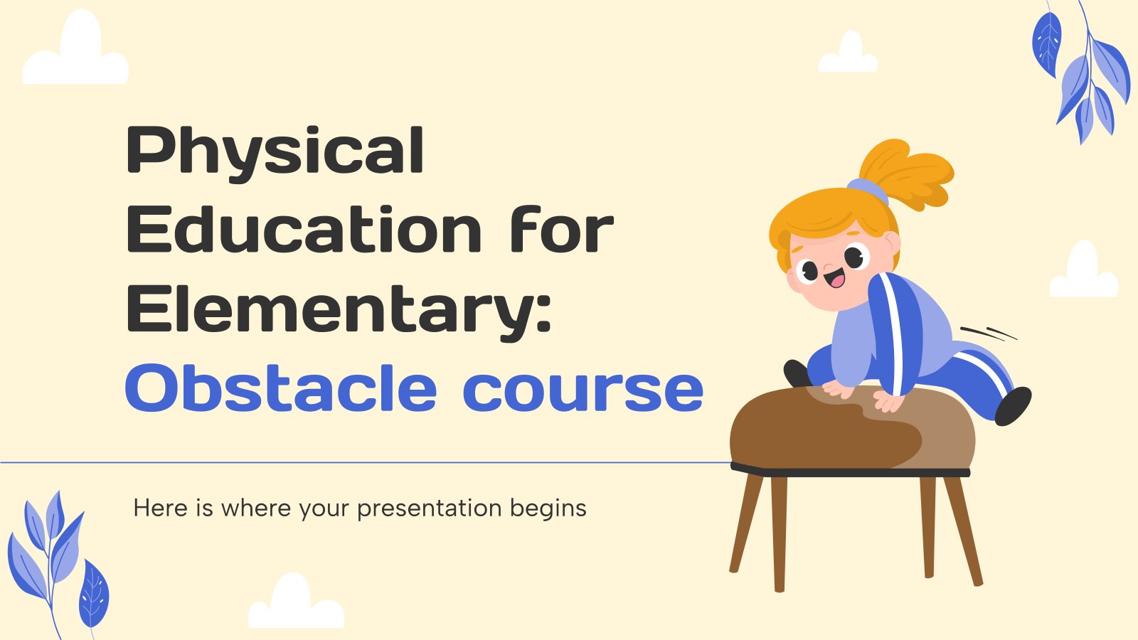 Plantilla de presentación Educación Física para Primaria: Carrera de obstáculos