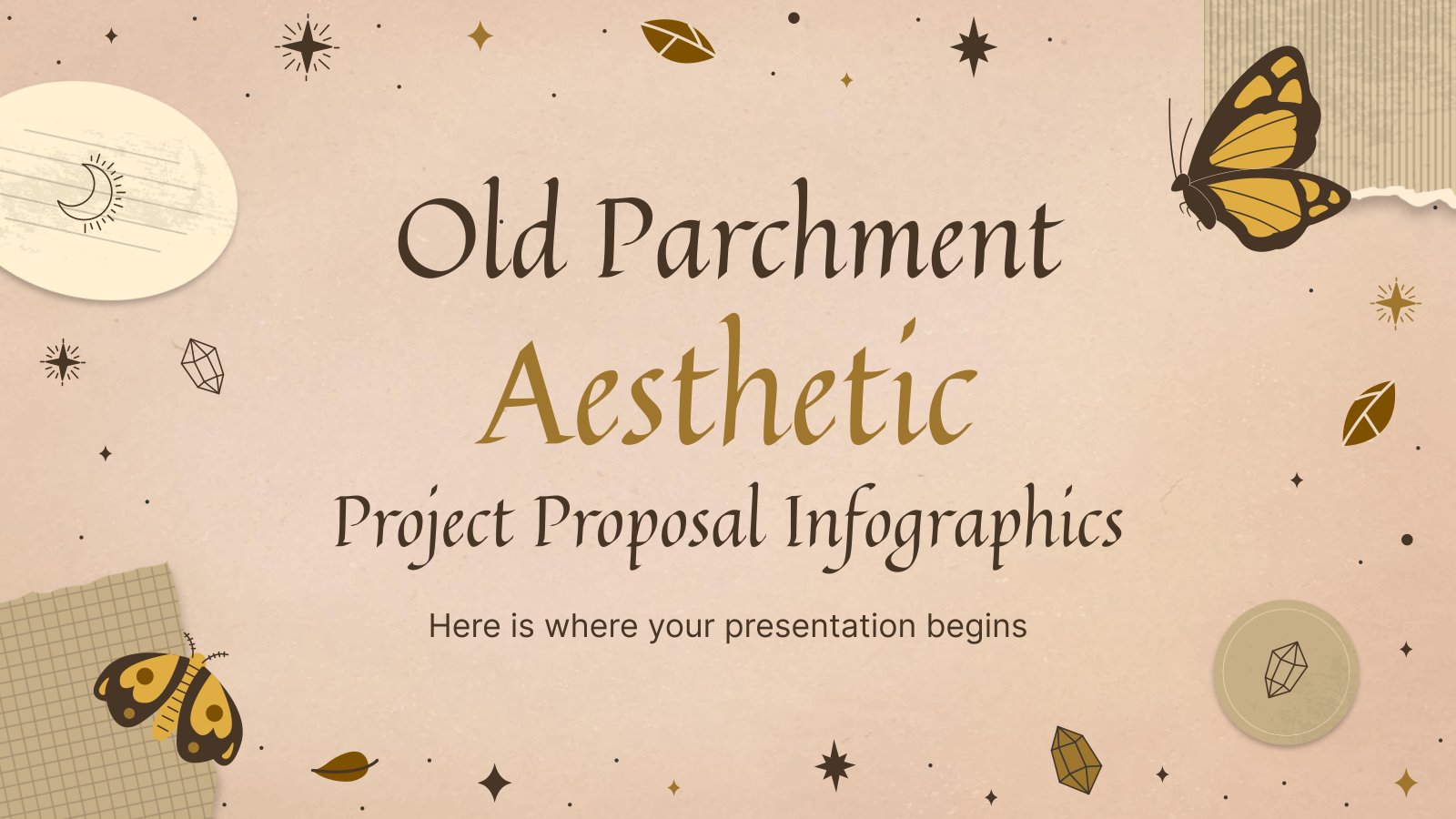 Old Parchment Aesthetic Project Proposal Infographics presentation template 