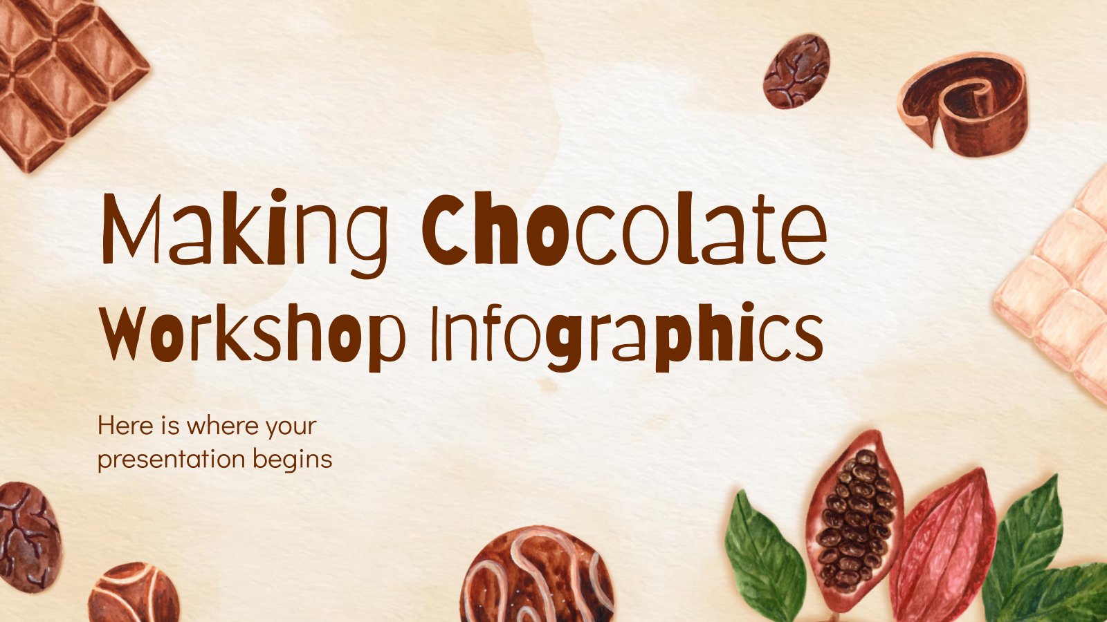 Modelo de apresentação Infográficos Oficina de confecção de chocolate