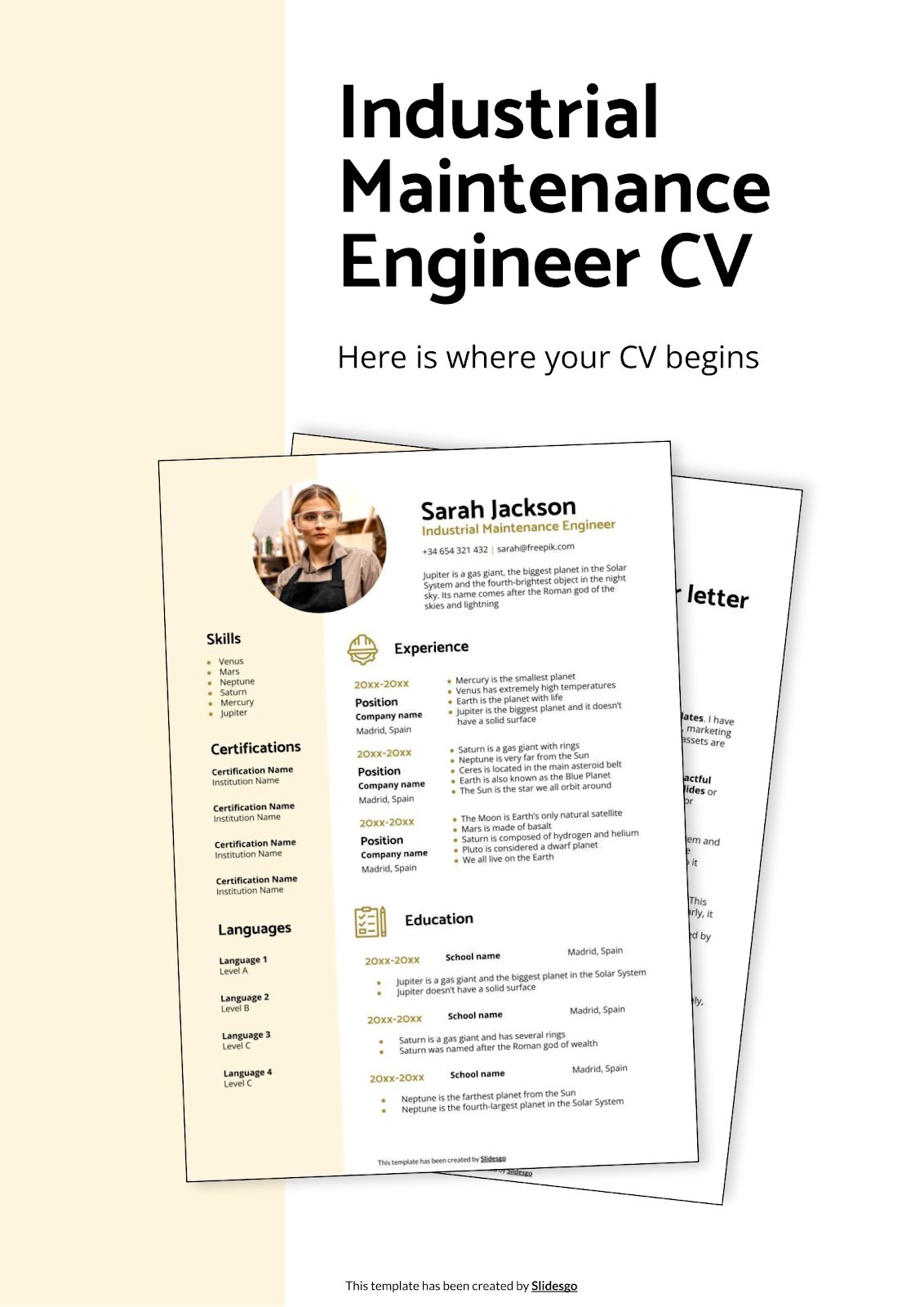 Industrial Maintenance Engineer CV presentation template 