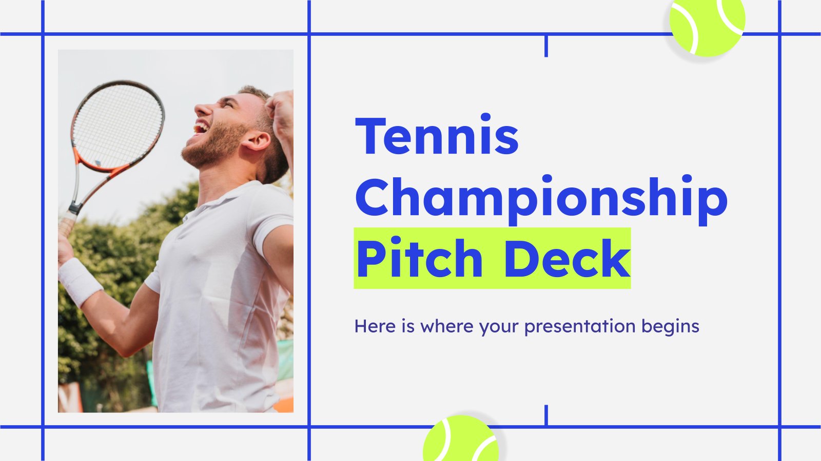 Tennis-Meisterschafts-Pitch-Deck Präsentationsvorlage