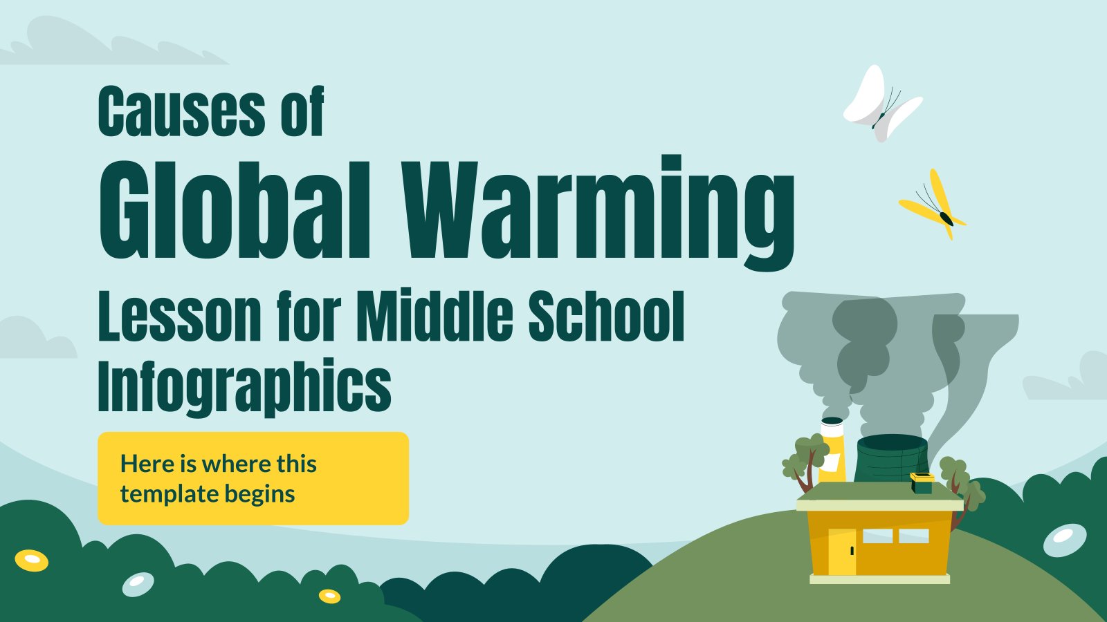 Modelo de apresentação Lição sobre as causas do aquecimento global para infográficos do ensino médio