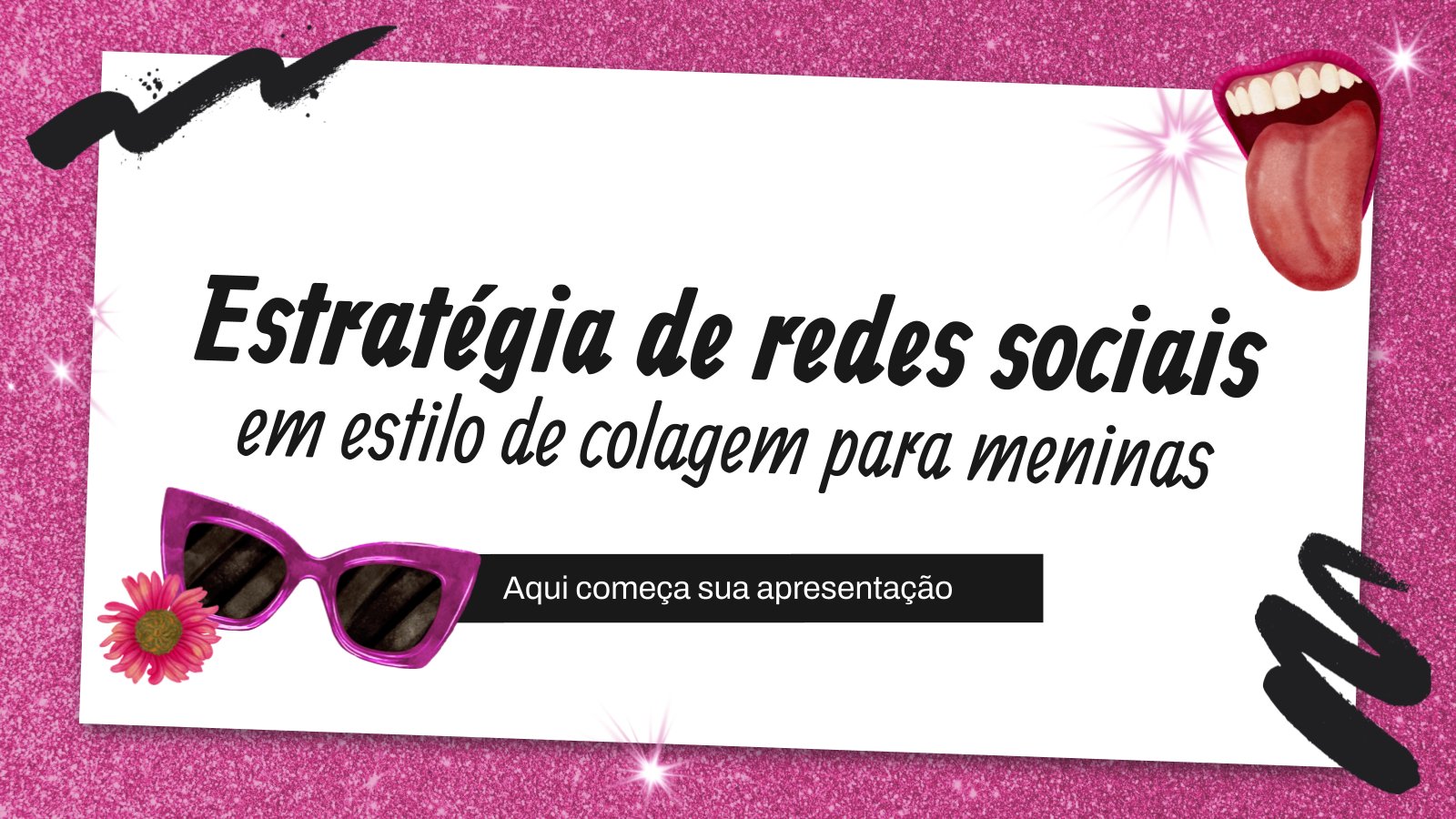 Plantilla de presentación Estrategia de redes sociales estilo collage femenino