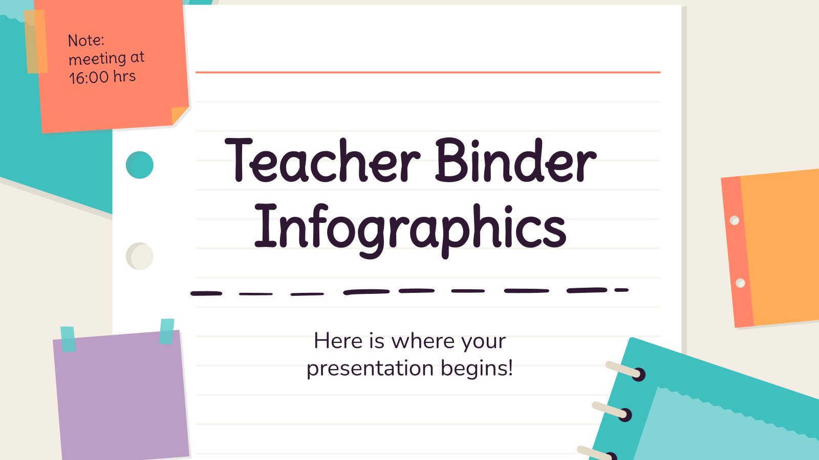 Teacher Binder Infographics presentation template 