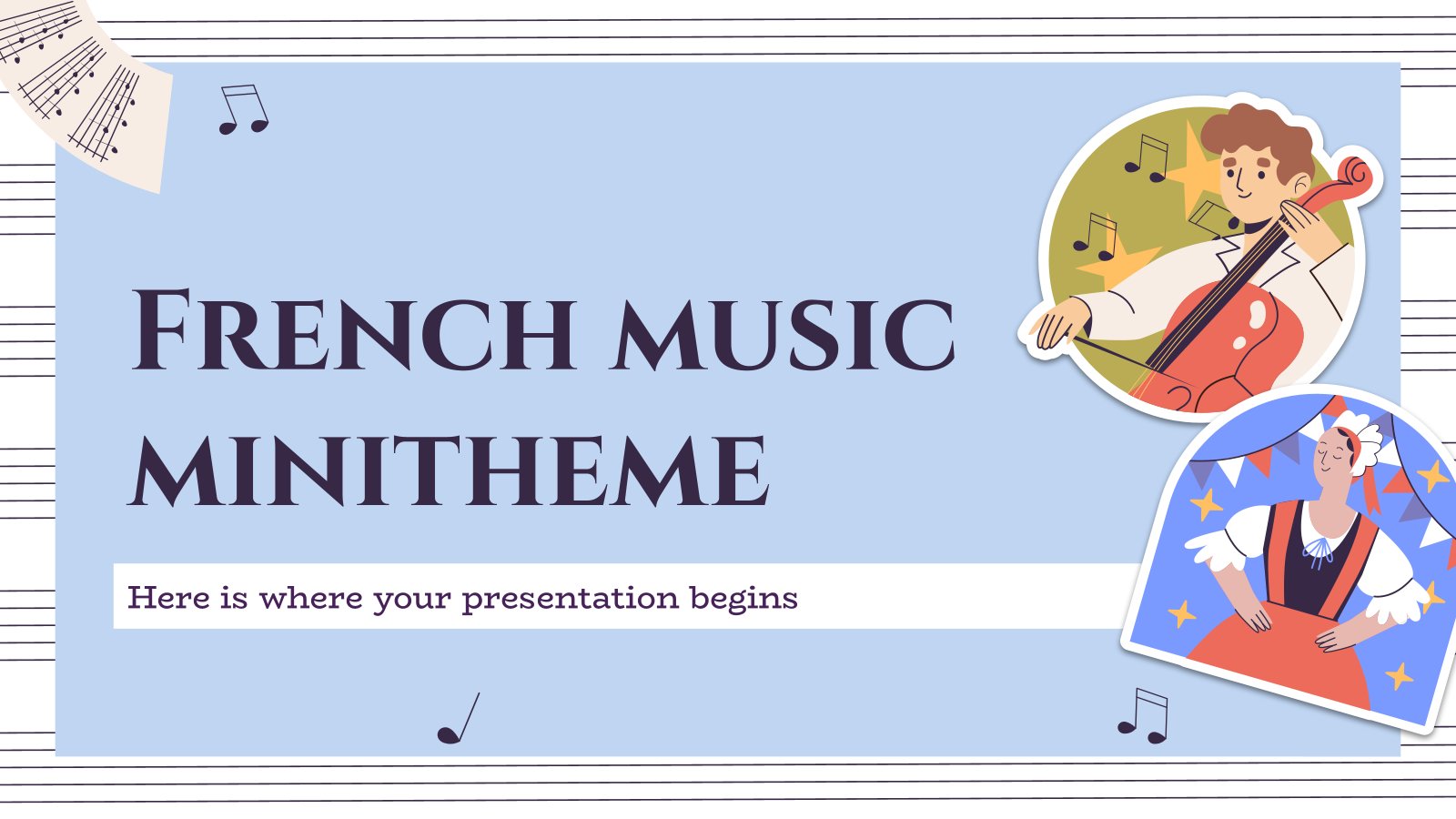 Französische Musik-Minitheme Präsentationsvorlage