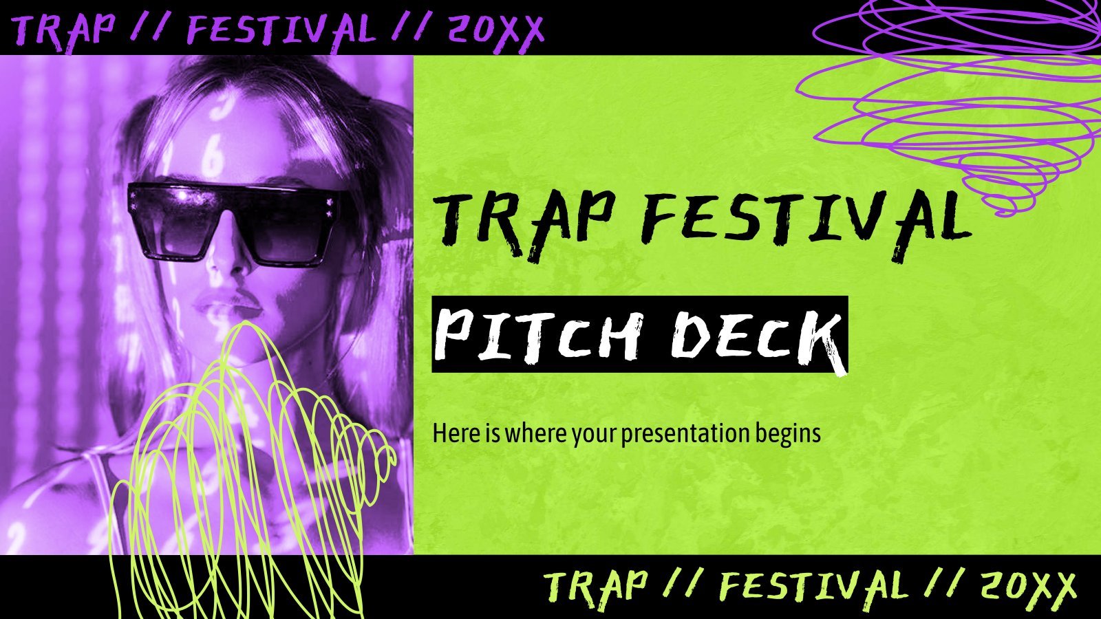 Pitch-Deck für das Trap-Festival Präsentationsvorlage