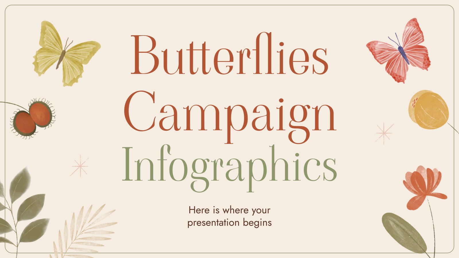 Modelo de apresentação Infográficos da campanha Borboletas