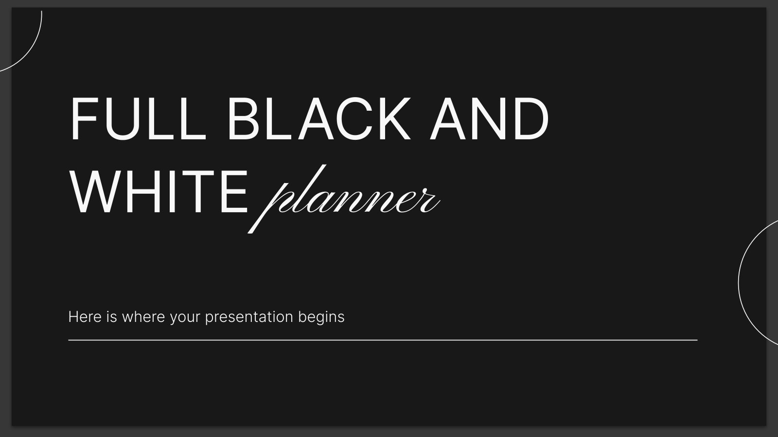 Full Black and White Planner presentation template 