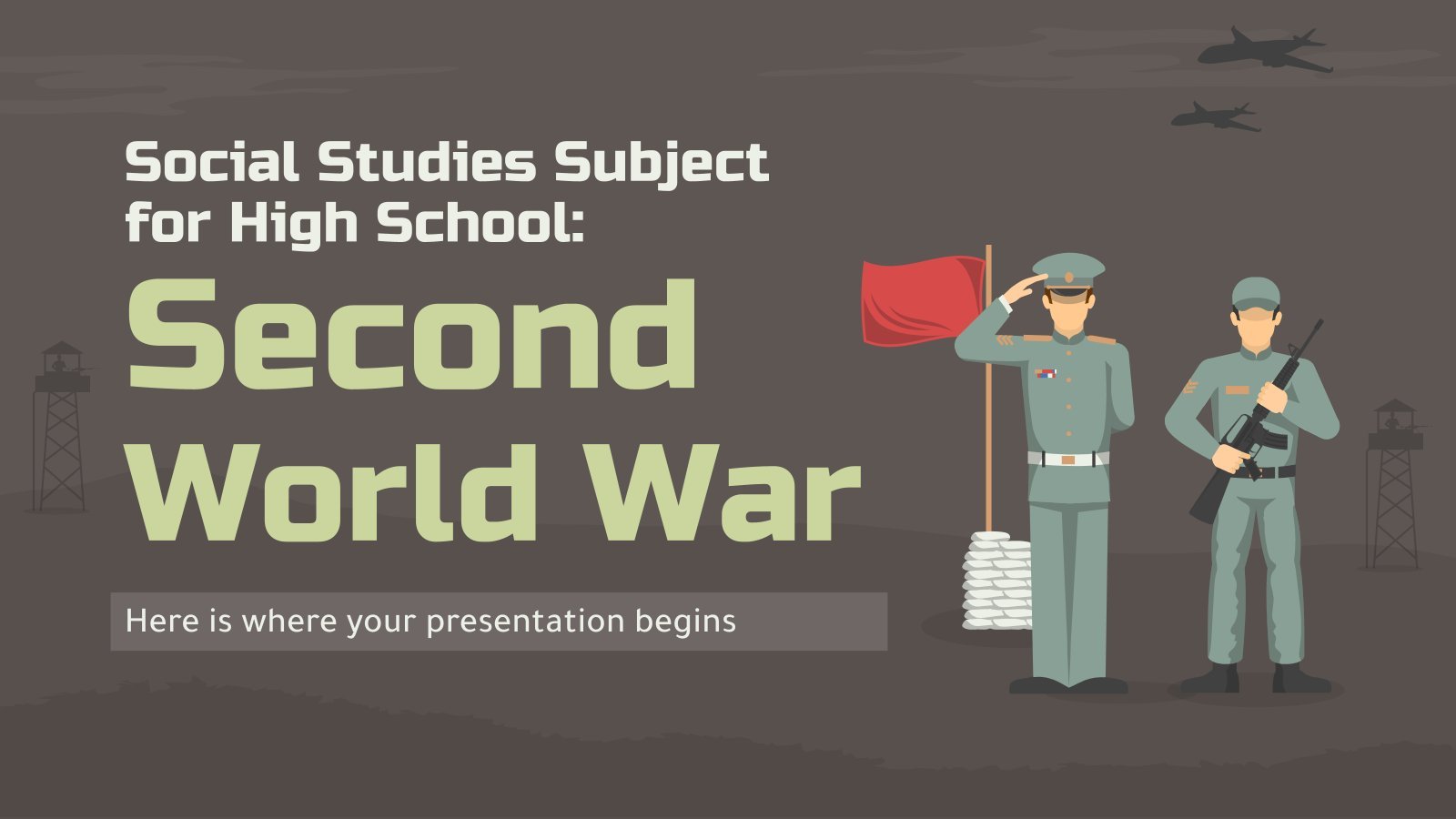 Social Studies Subject for High School: Second World War presentation template 