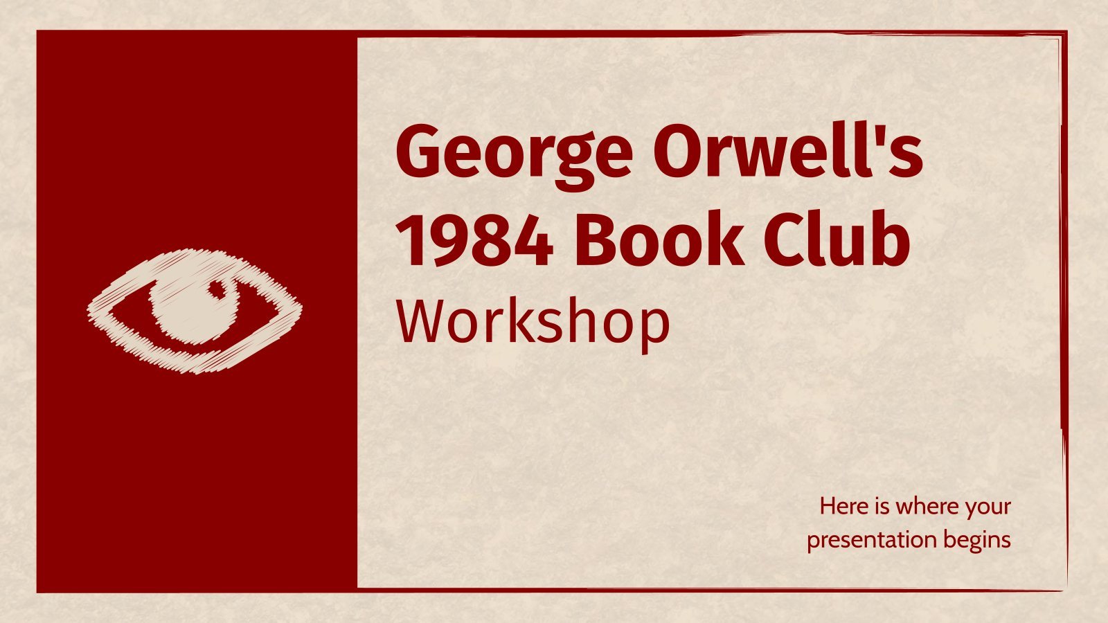 George Orwell's 1984 Book Club Workshop presentation template 