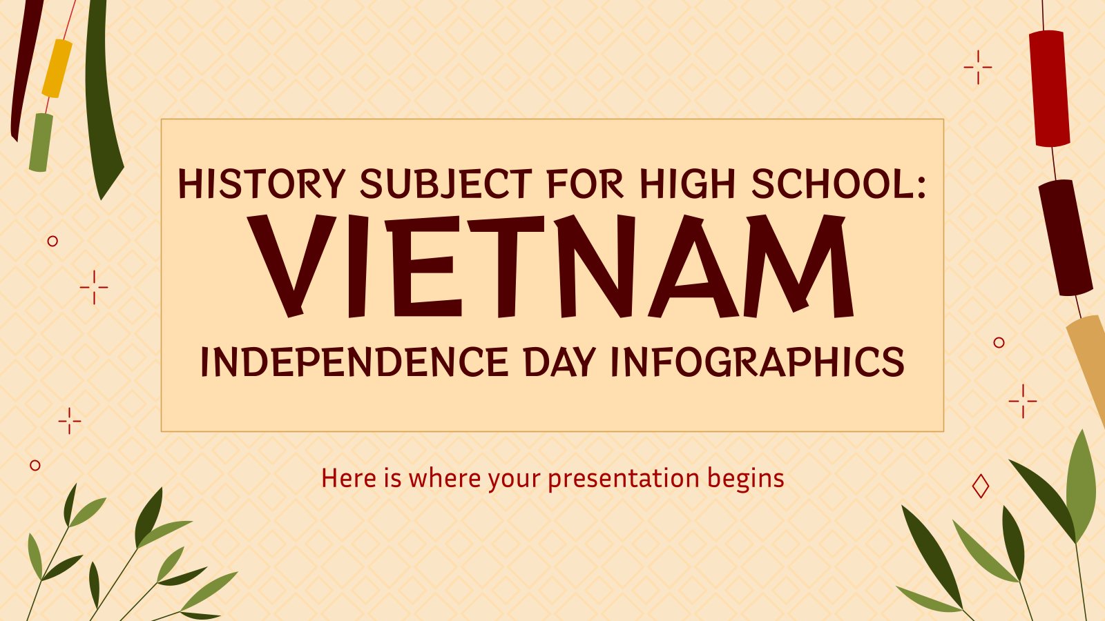 Modelo de apresentação Assunto de história para o ensino médio: infográficos do Dia da Independência do Vietnã