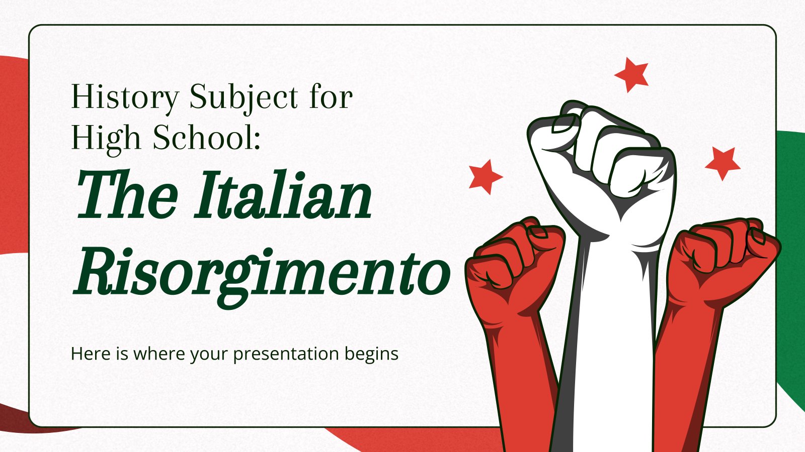 Plantilla de presentación Asignatura de Historia para Secundaria: El Risorgimento Italiano